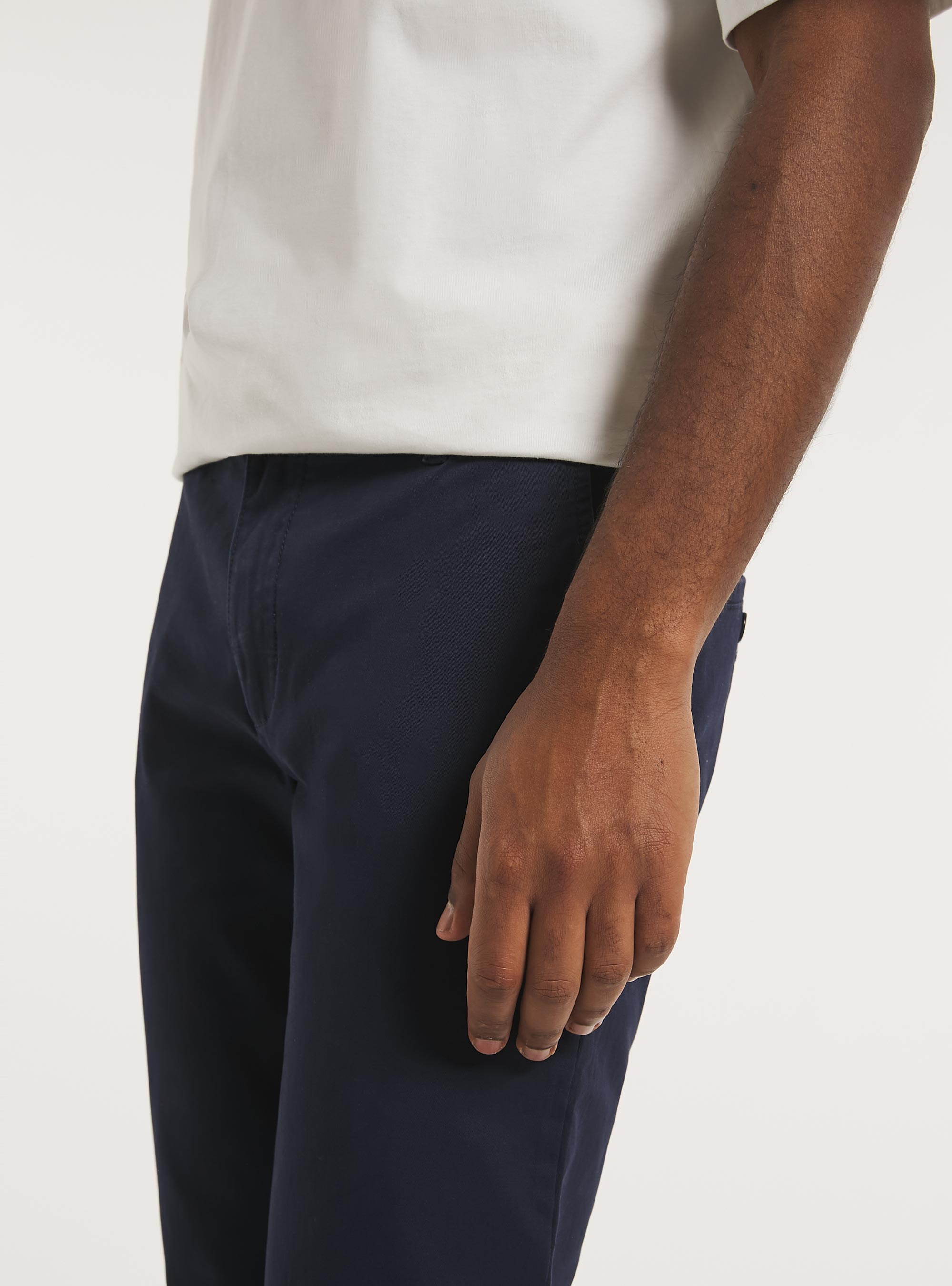 Pantaloni chino twill stretch skinny fit, BL1 BLUE DARK