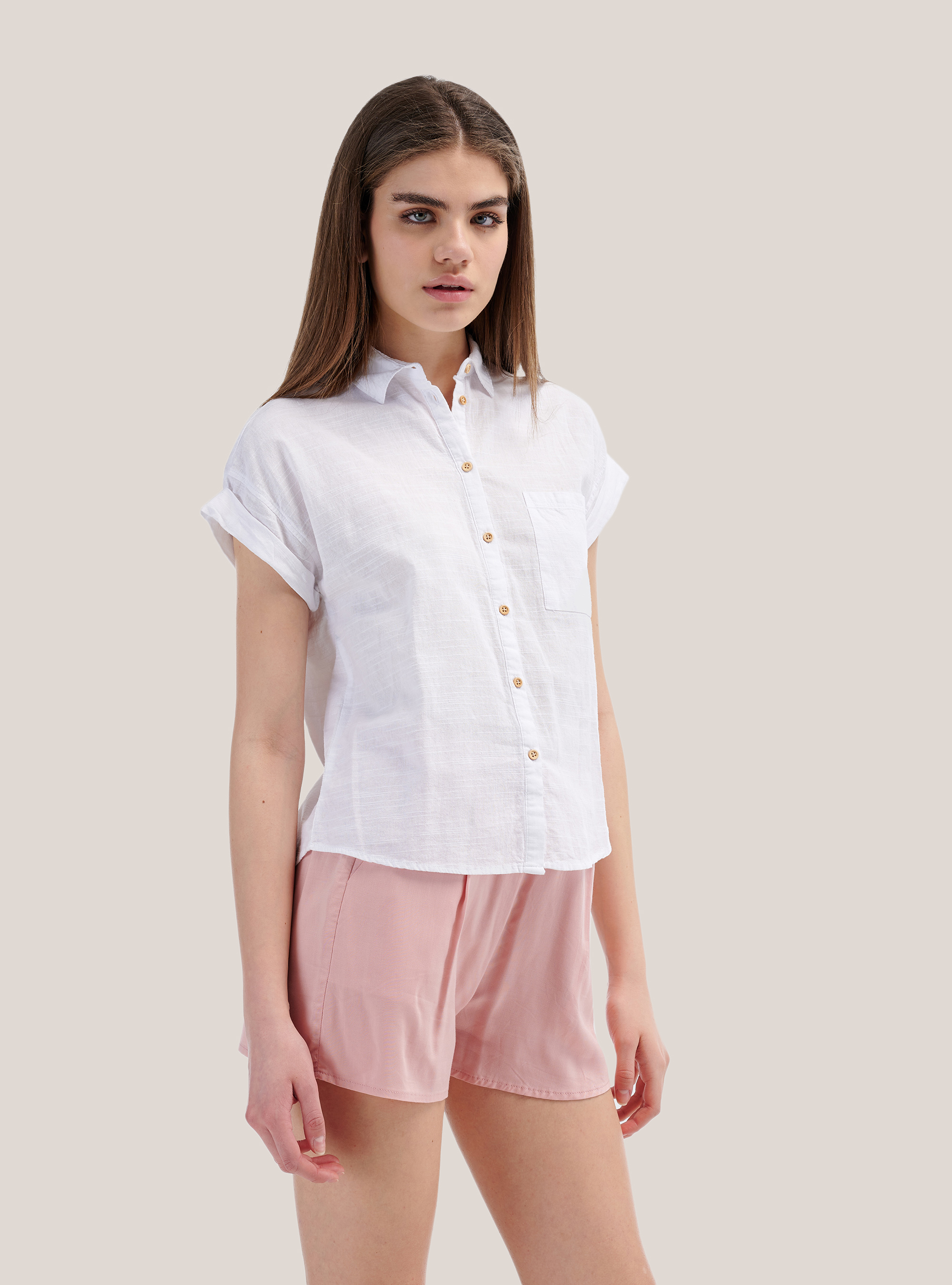 Camiseta manga corta oversize, BLANCO