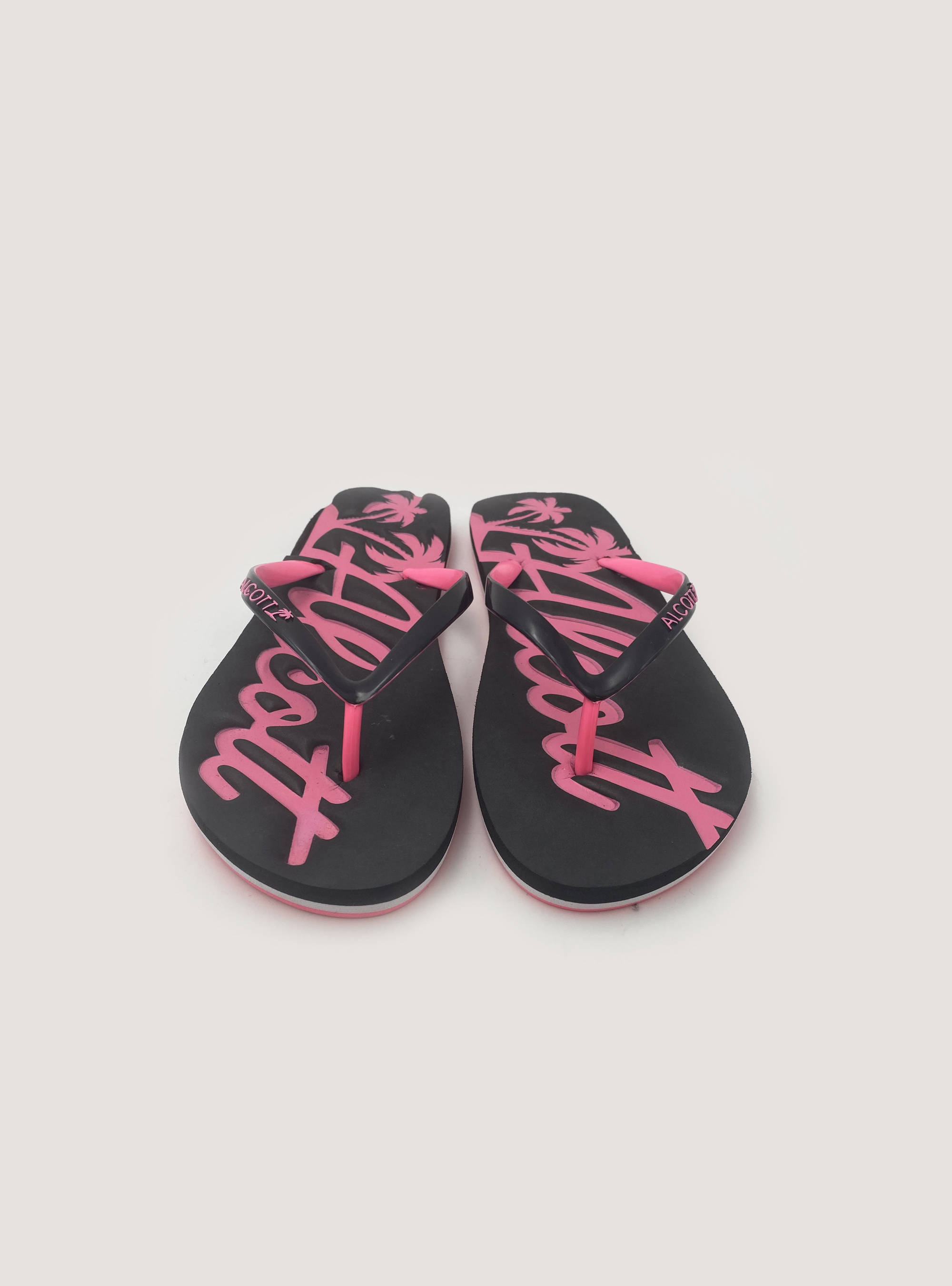 Flip-flop with logo and contrasting details, BLACK
