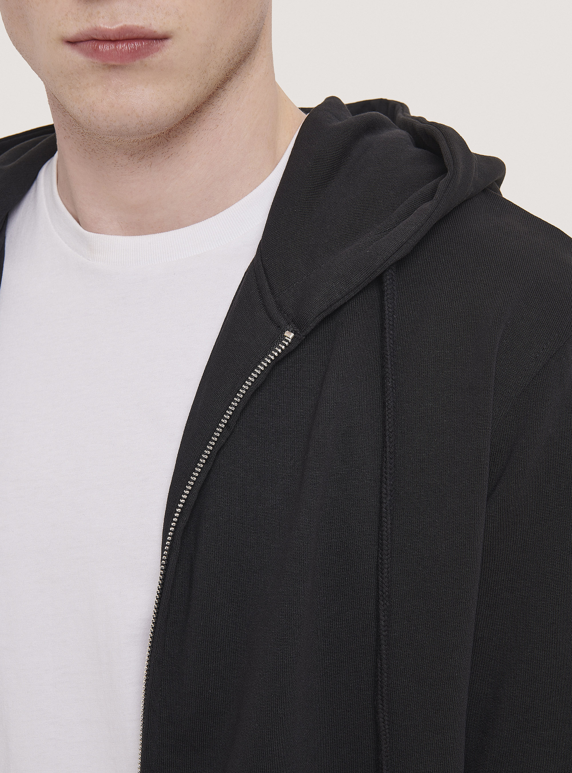 Basic hooded sweatshirt in cotton, BLACK