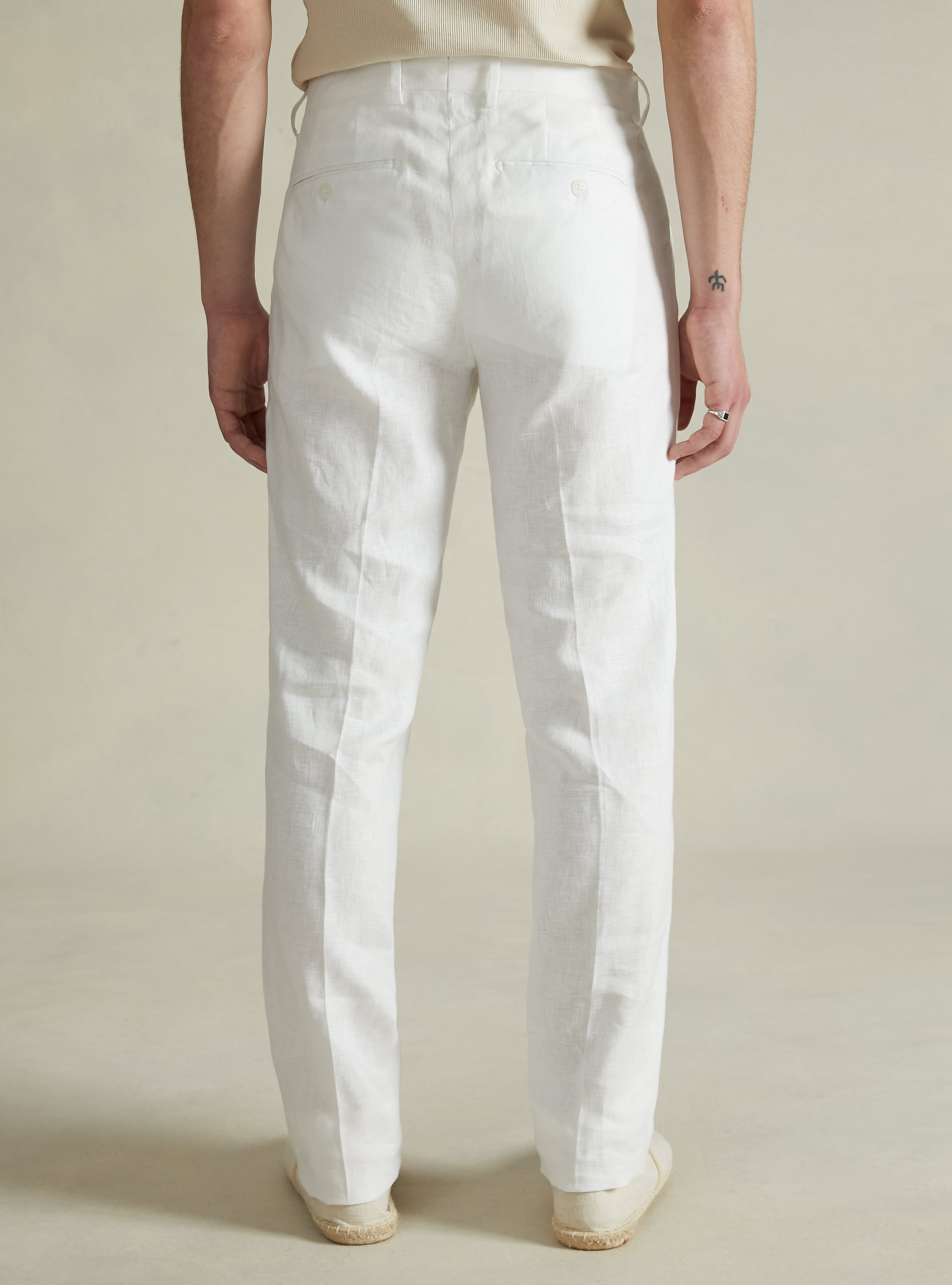 Hose aus reinem Leinen, WH1 OFF WHITE