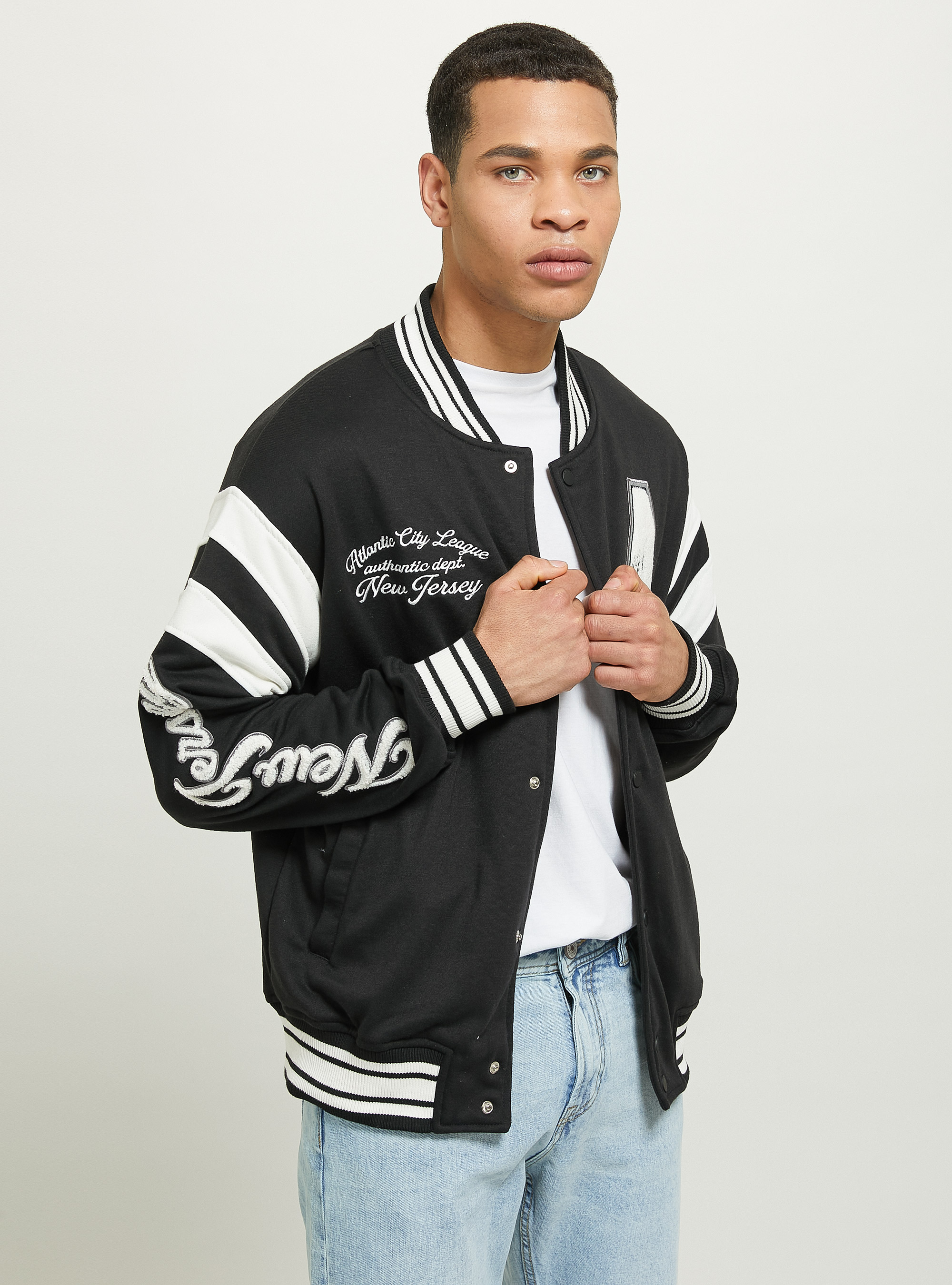 Blouson bombardier &agrave; imprim&eacute; de l'universite, BK1 BLACK