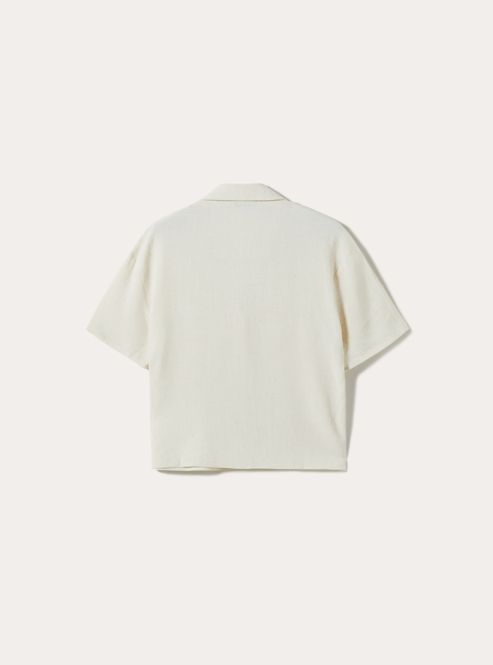 Linen blend cropped shirt, MBG3 BEIGE MEL LIGHT