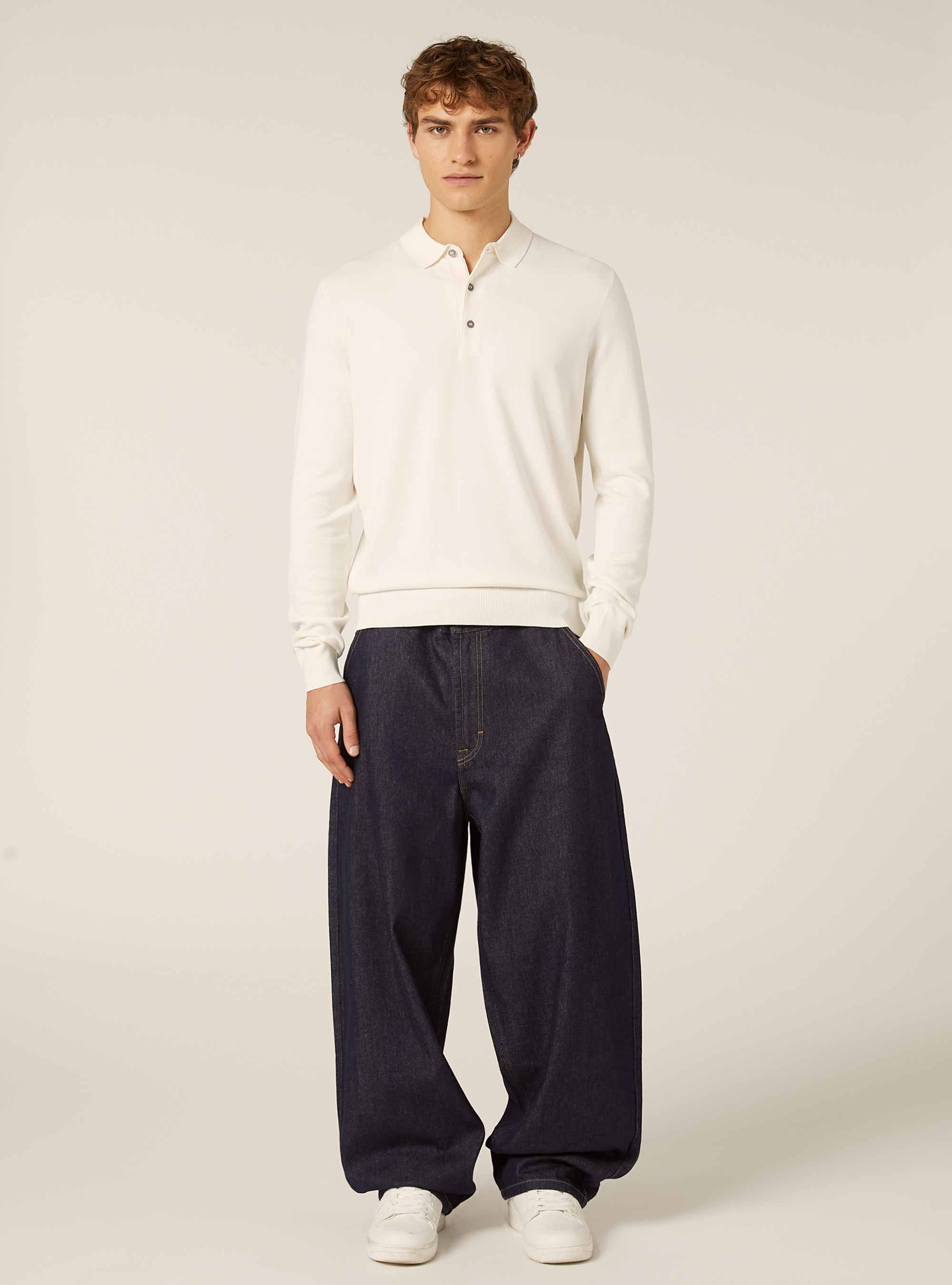 Polo de punto de manga larga, WH2 WHITE