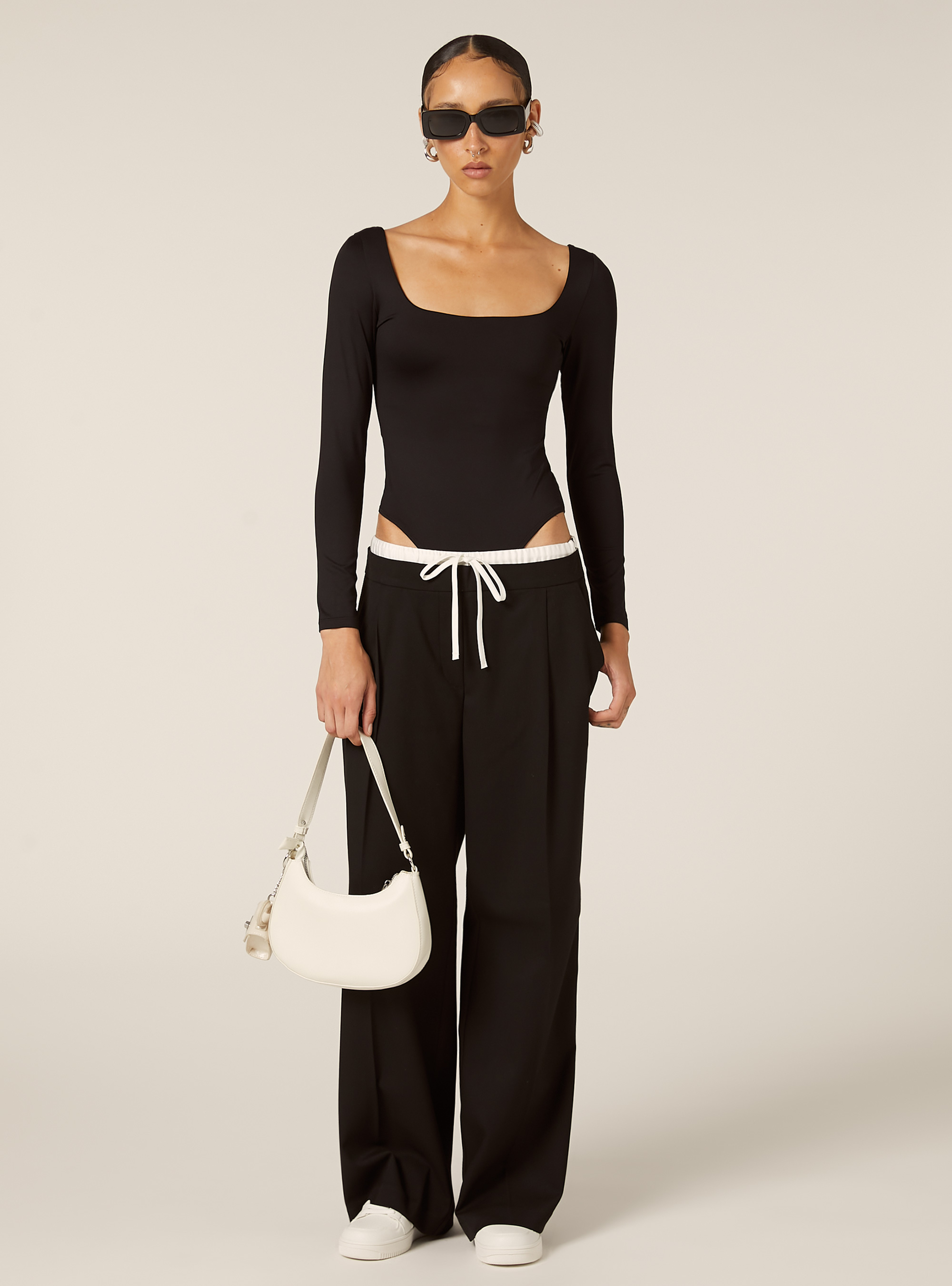 Body con scollo quadrato, BK1 BLACK