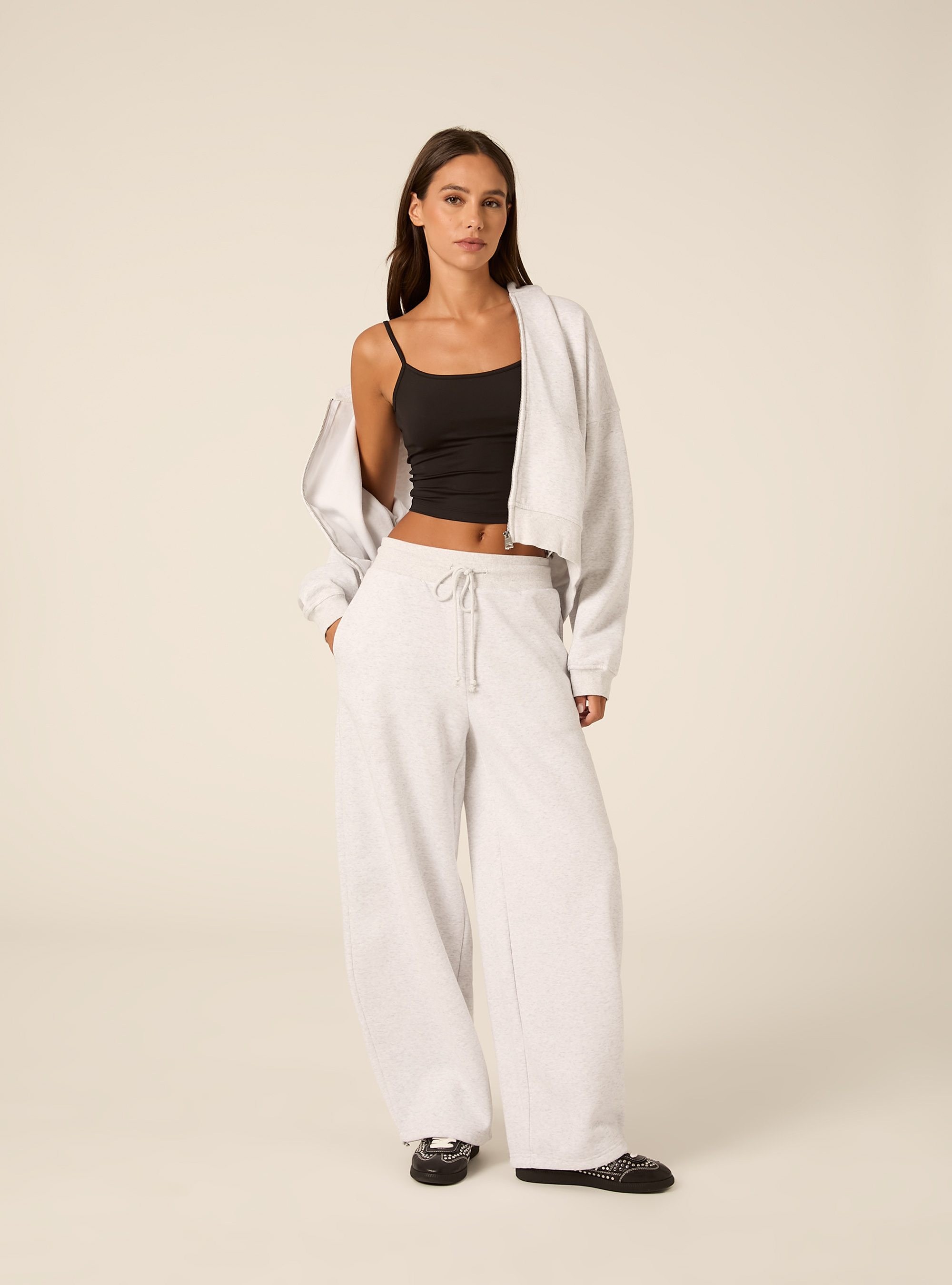 Pantaloni jogger in felpa barrel, MGY3 GREY MEL LIGHT