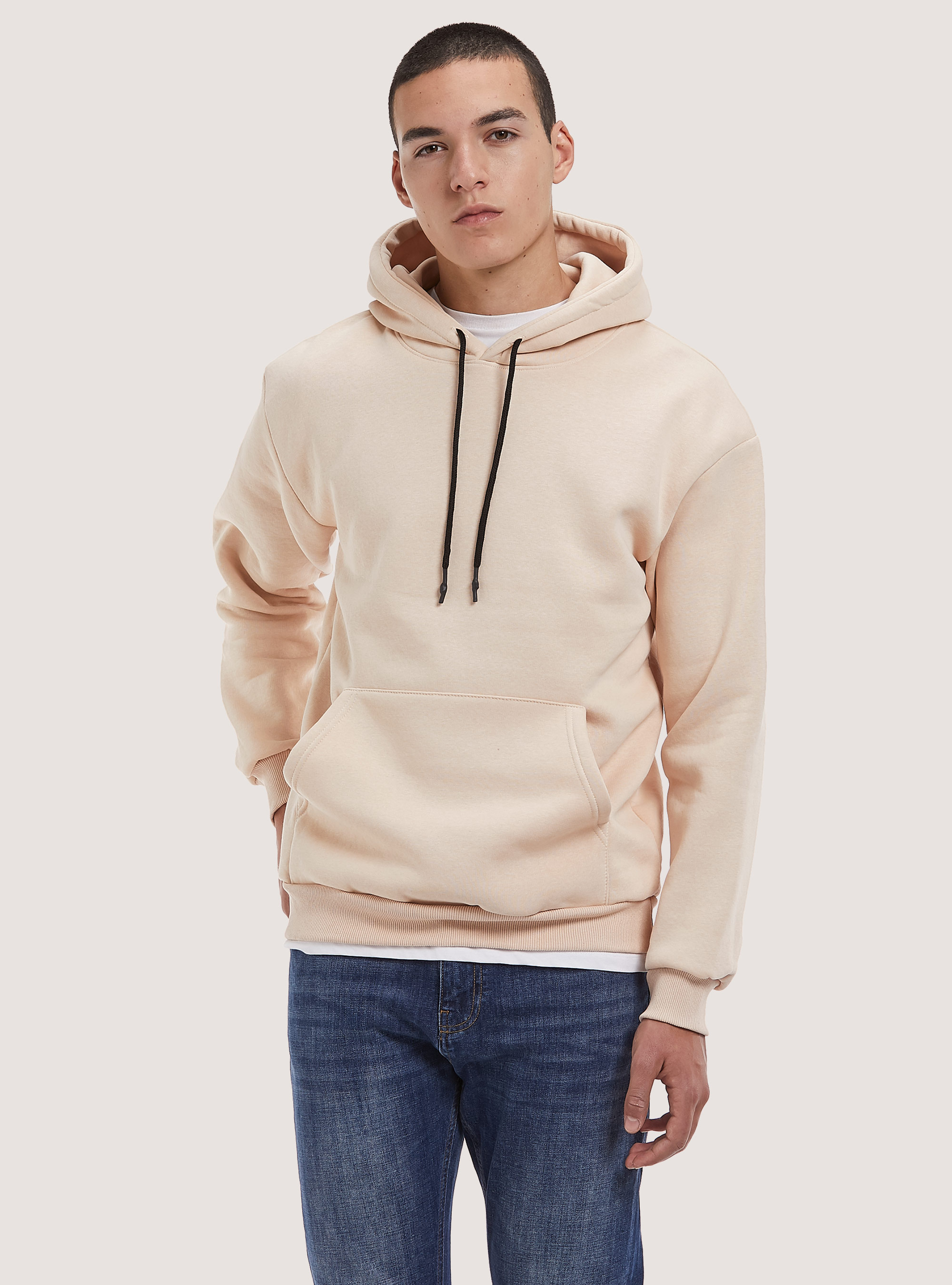 Felpa con cappuccio in tinta unita, WH1 OFF WHITE