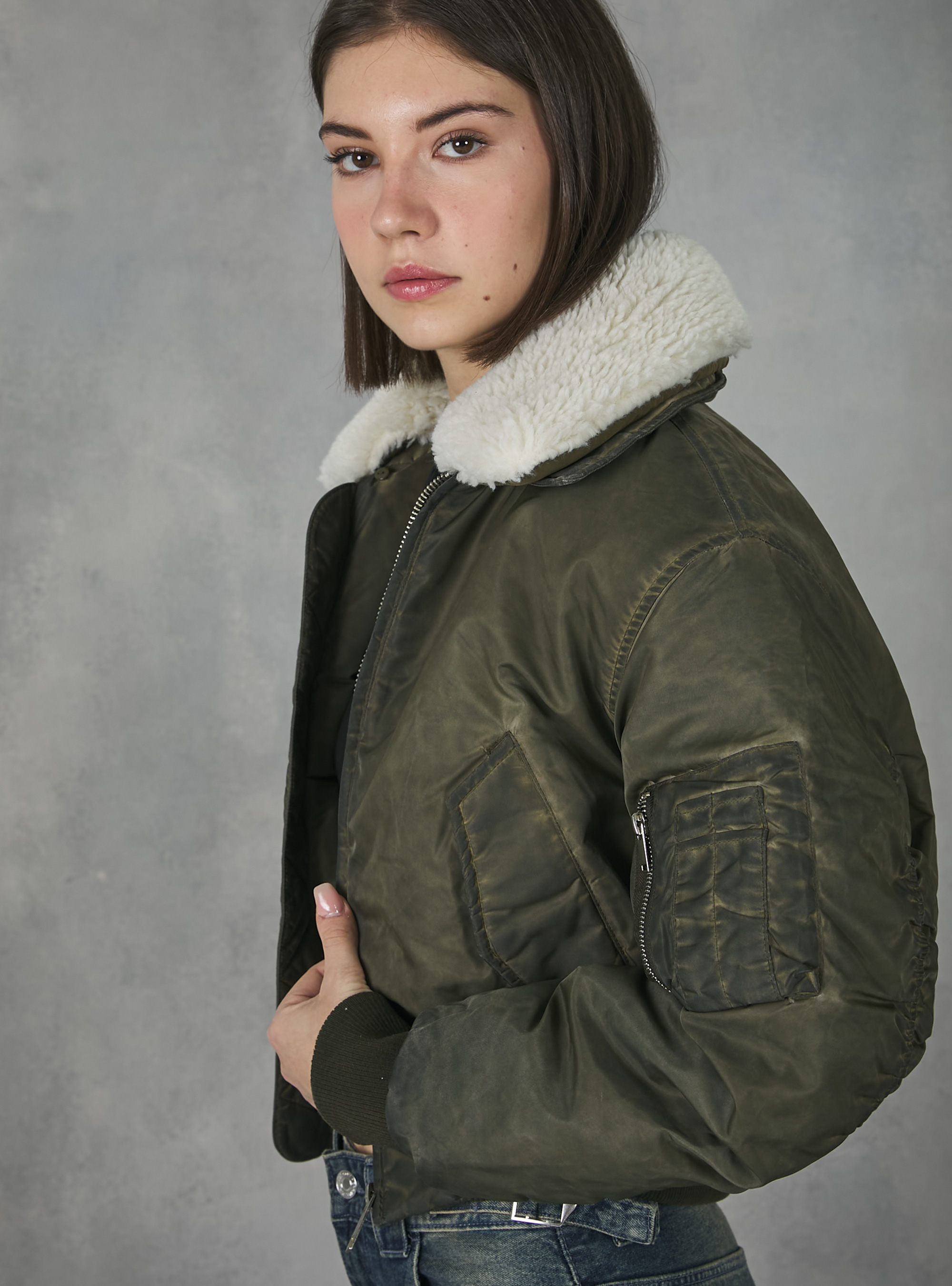 Bomber effet délavé avec rembourrage recyclé, KY2 KAKY MEDIUM