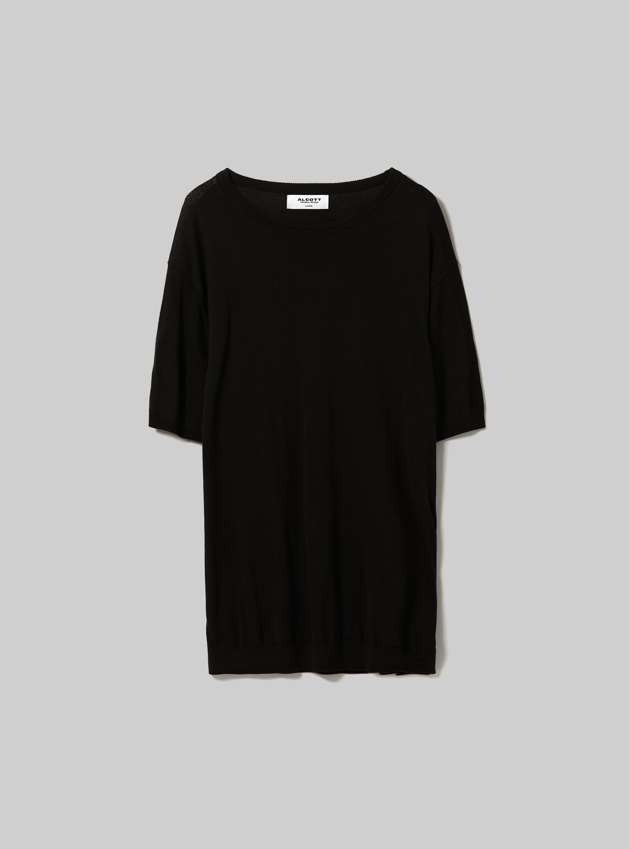 Short-sleeved cotton pullover, BK1 BLACK