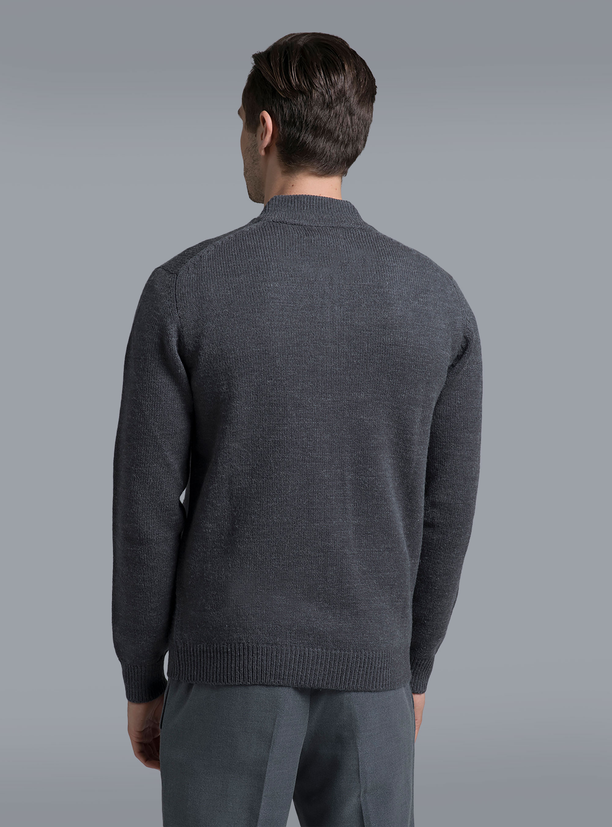 Cardigan con zip, DARK GREY MELANGE