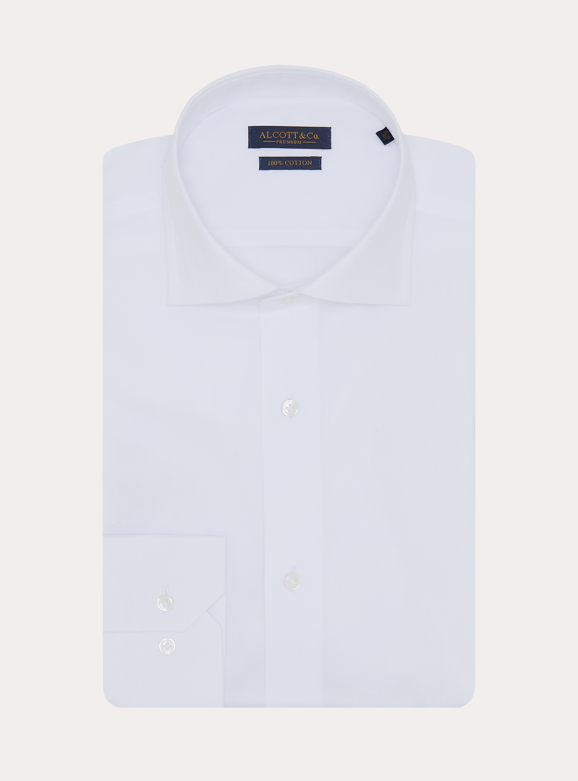 Camicia fil a fil con collo semi francese, WH2 WHITE