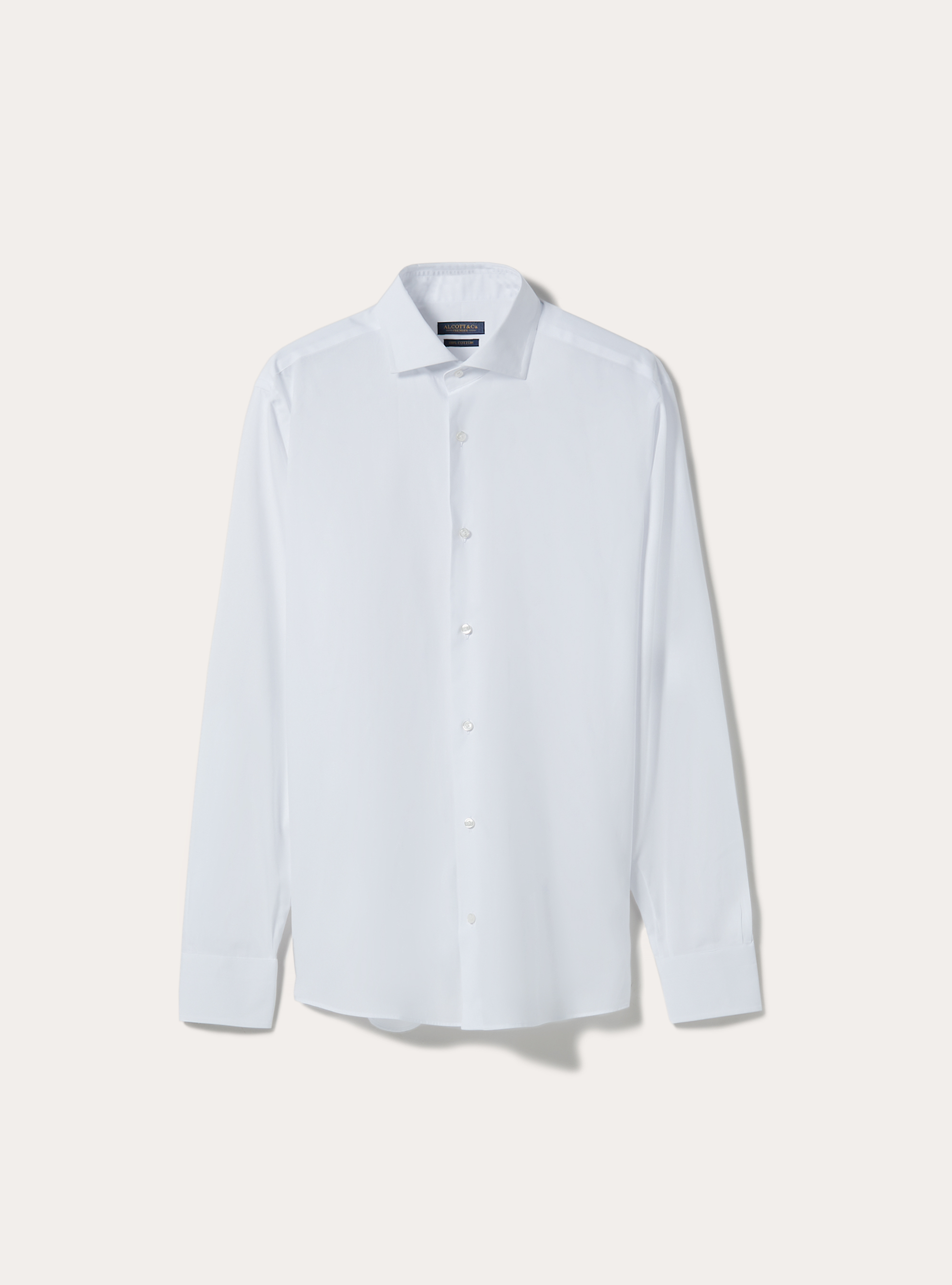 Camicia fil a fil con collo semi francese, WH2 WHITE