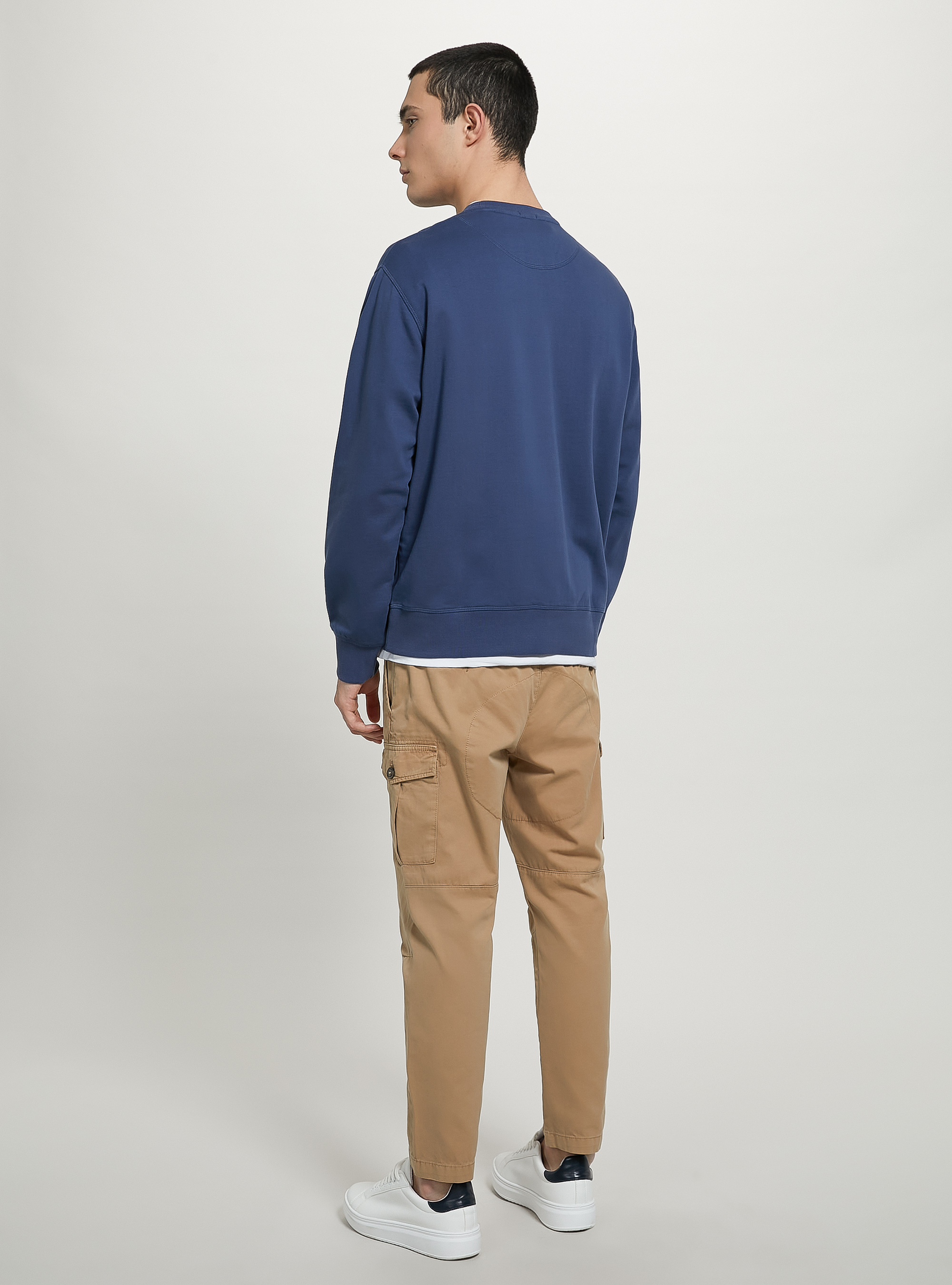 Plain-coloured crew-neck sweatshirt, BL2 BLUE MEDIUM