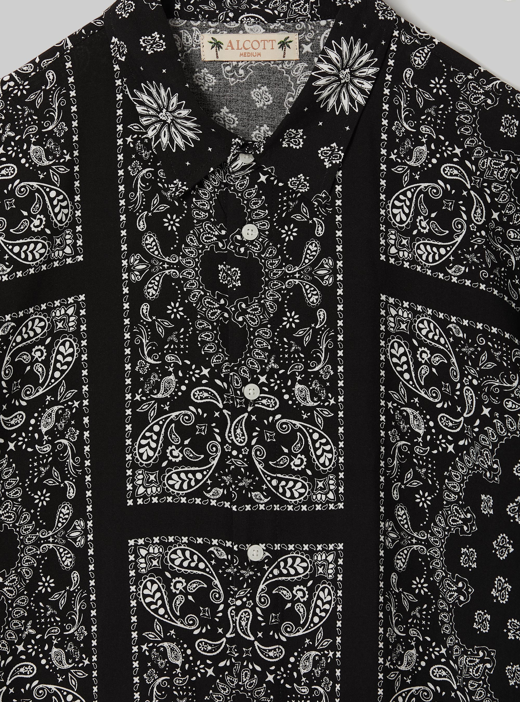Paisley print short-sleeved shirt, BK1 BLACK