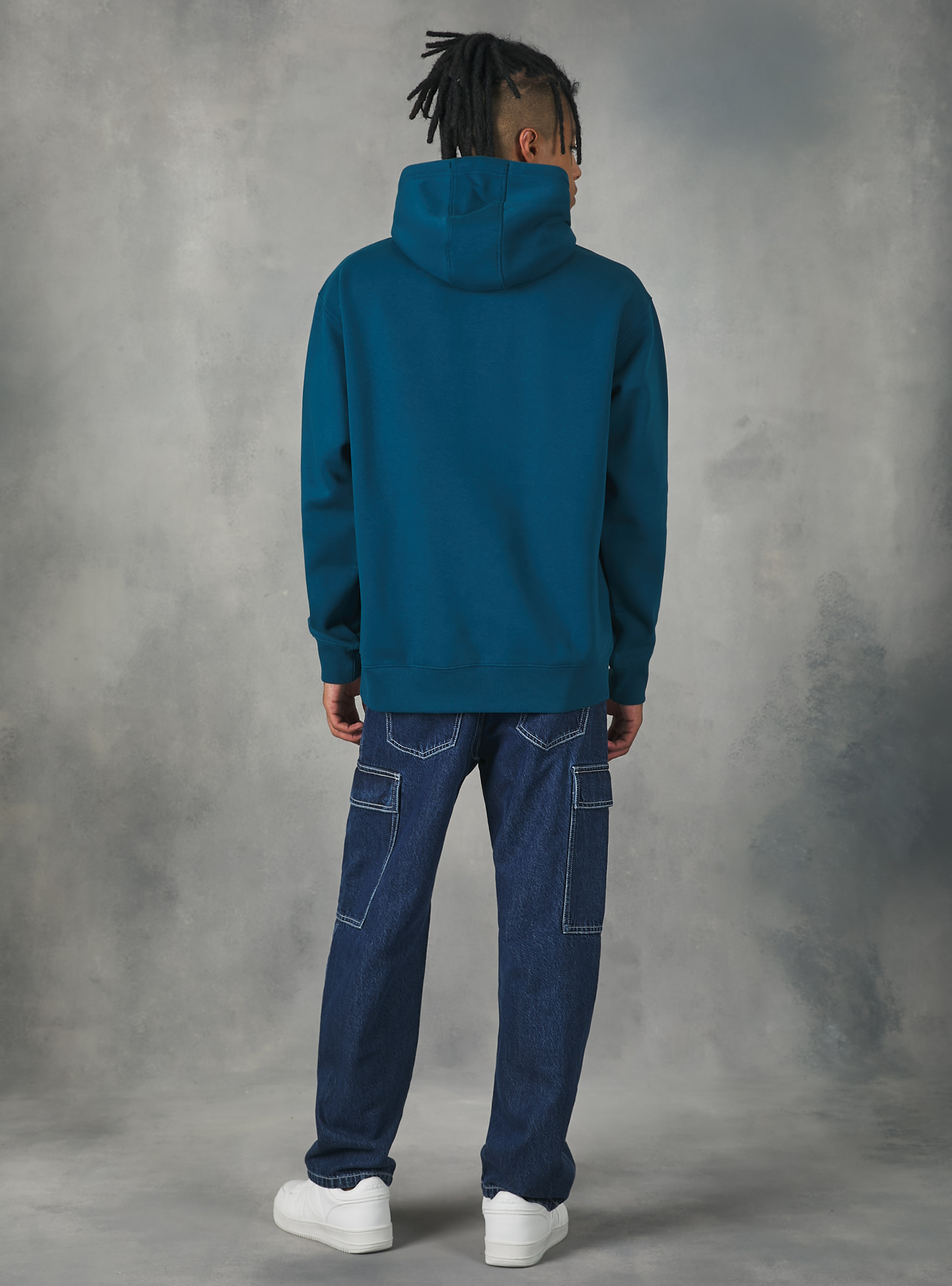 Sweatshirt with hood and pouch pocket, OB2 BLUE OIL MED.