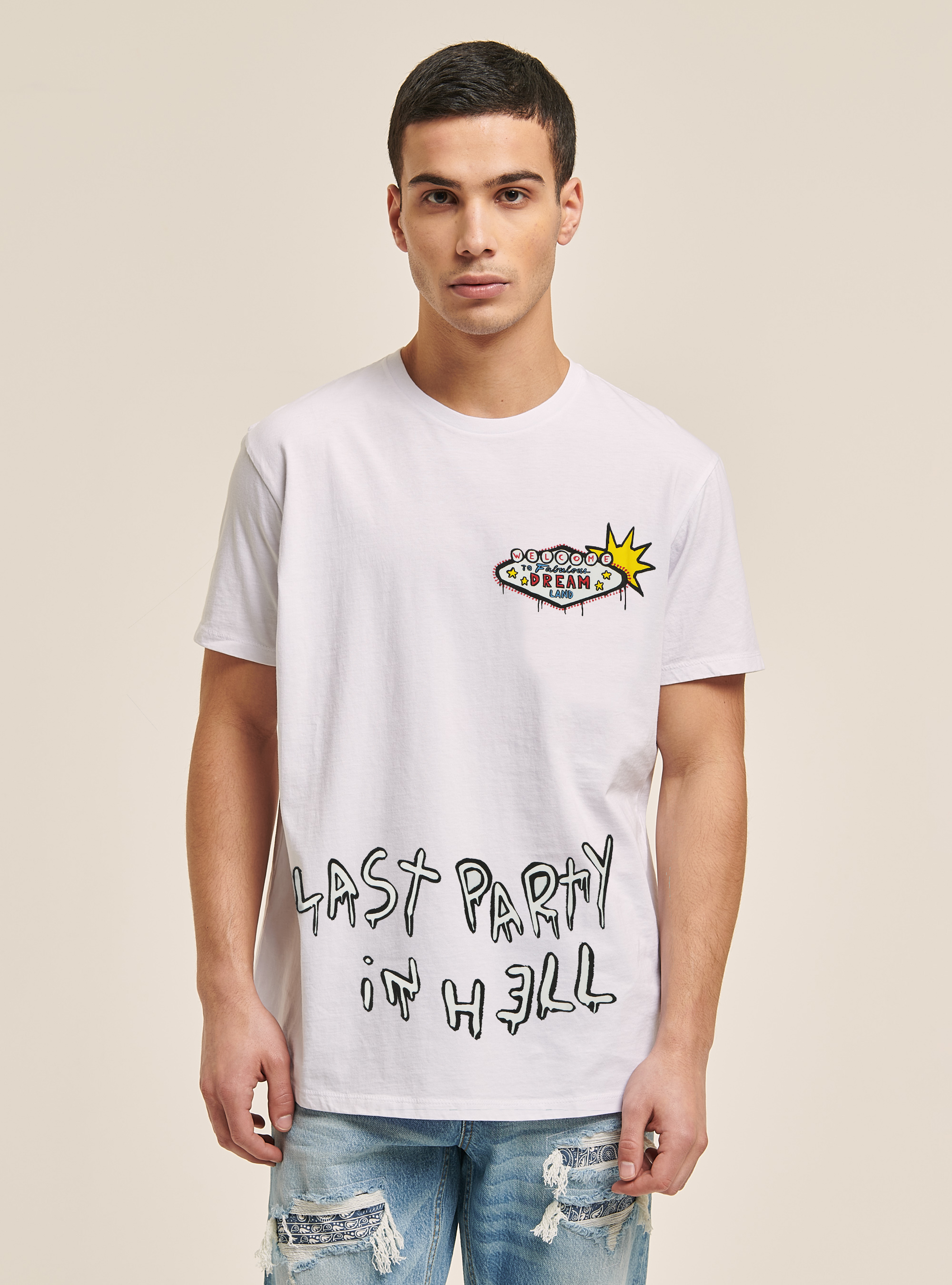 Cotton T-shirt with print, WH2 WHITE