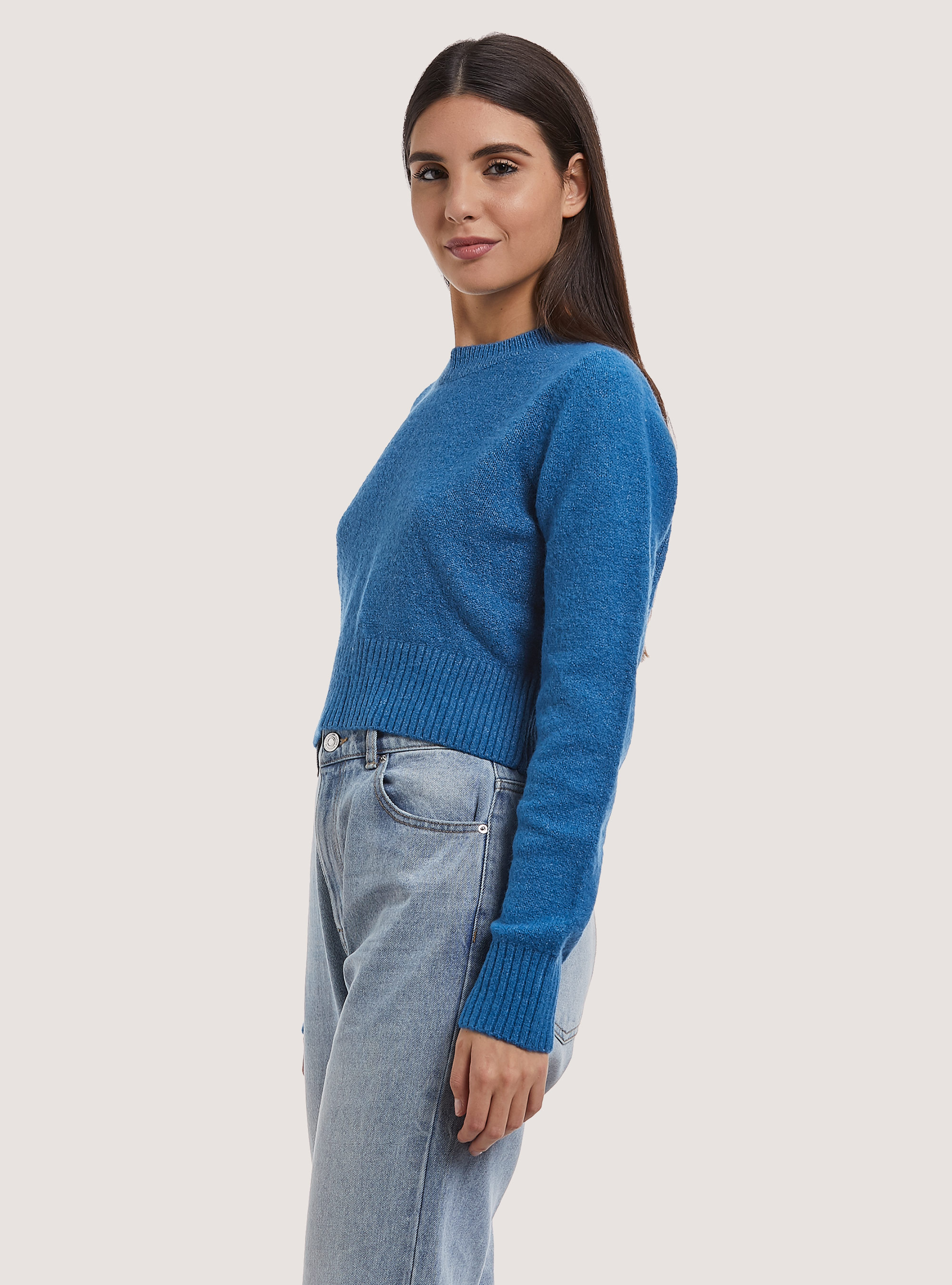 Pullover cropped soft touch, OB2 BLUE OIL MED.