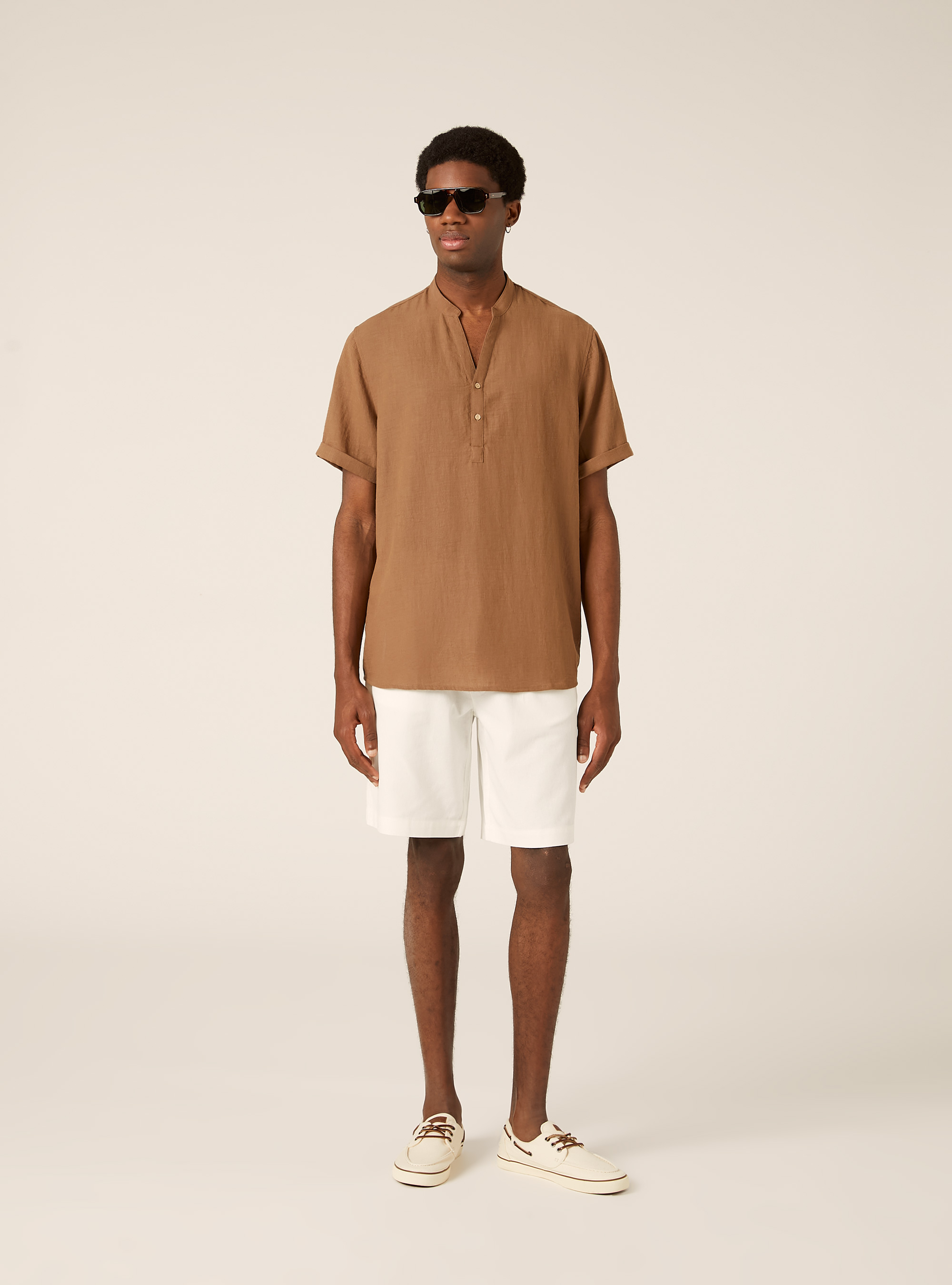 Chemise avec col officier, BR2 BROWN MEDIUM