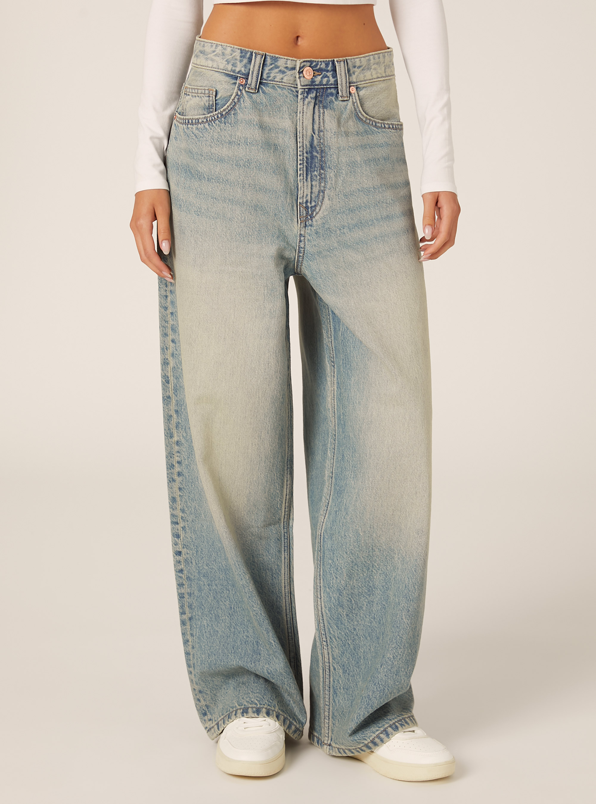 Super baggy fit jeans, D201 AZZURRE MED OVERDYE