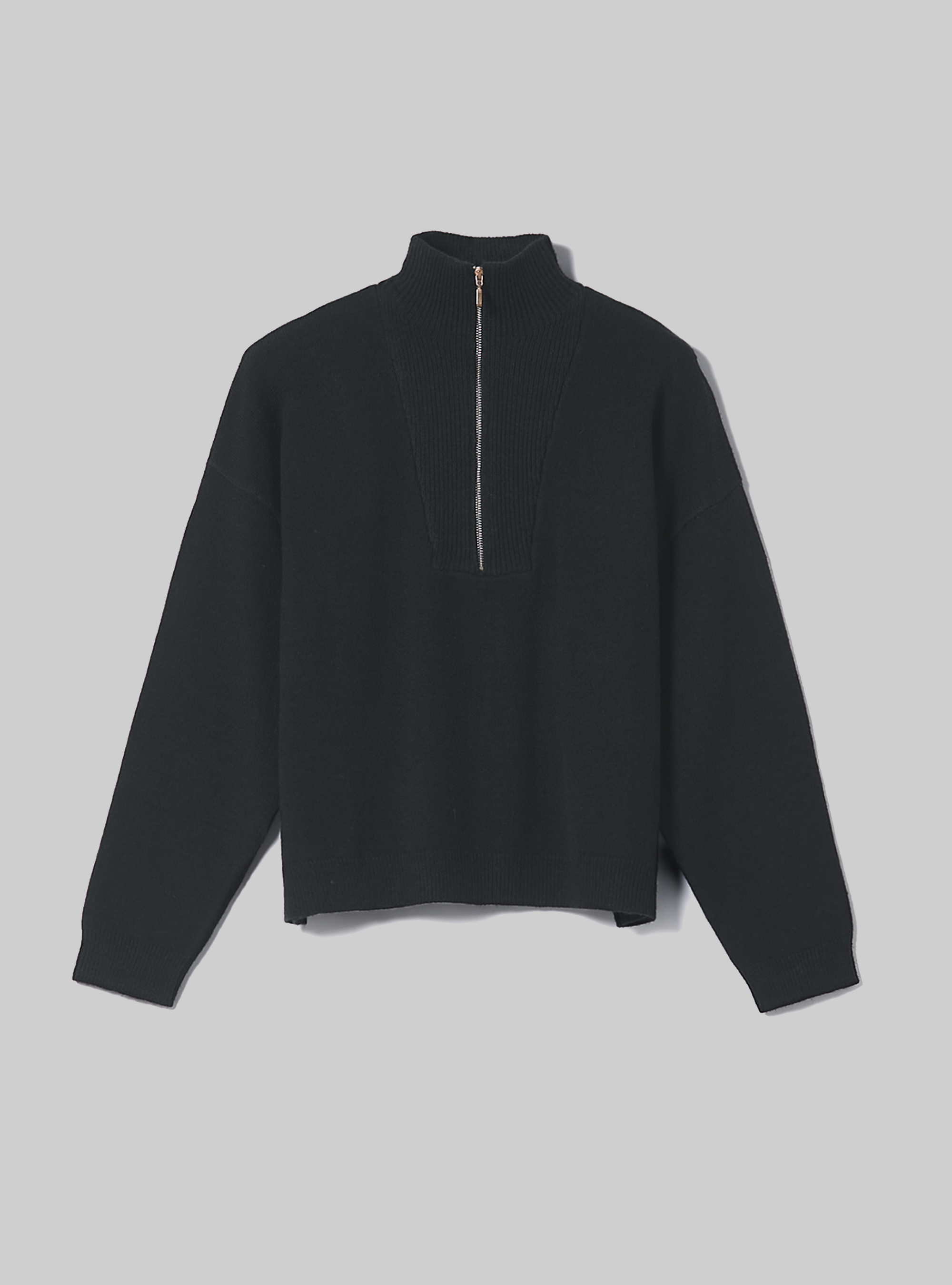 Half-neck pullover with zip, BK1 BLACK