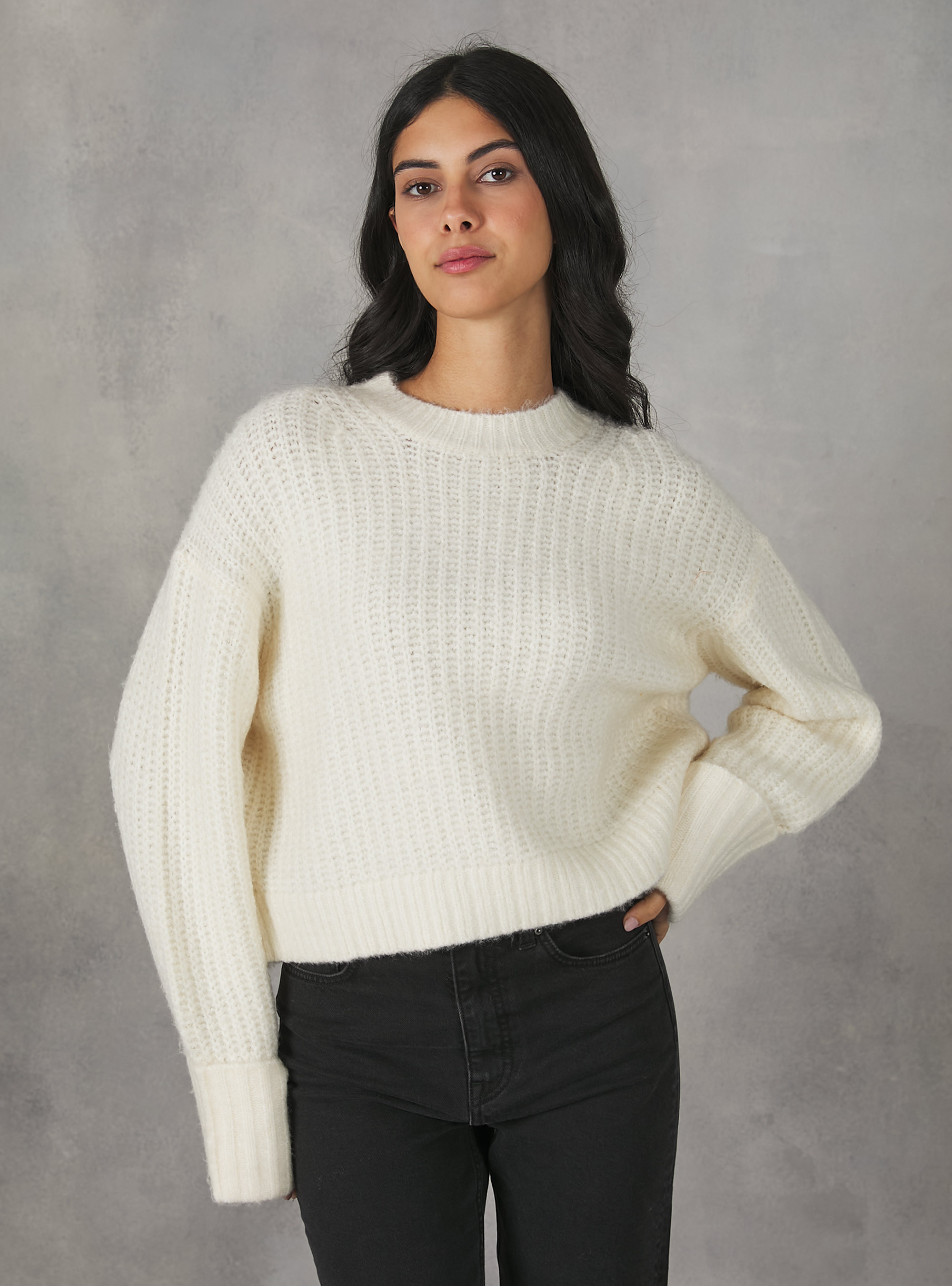 English rib cropped pullover, WH1 OFF WHITE