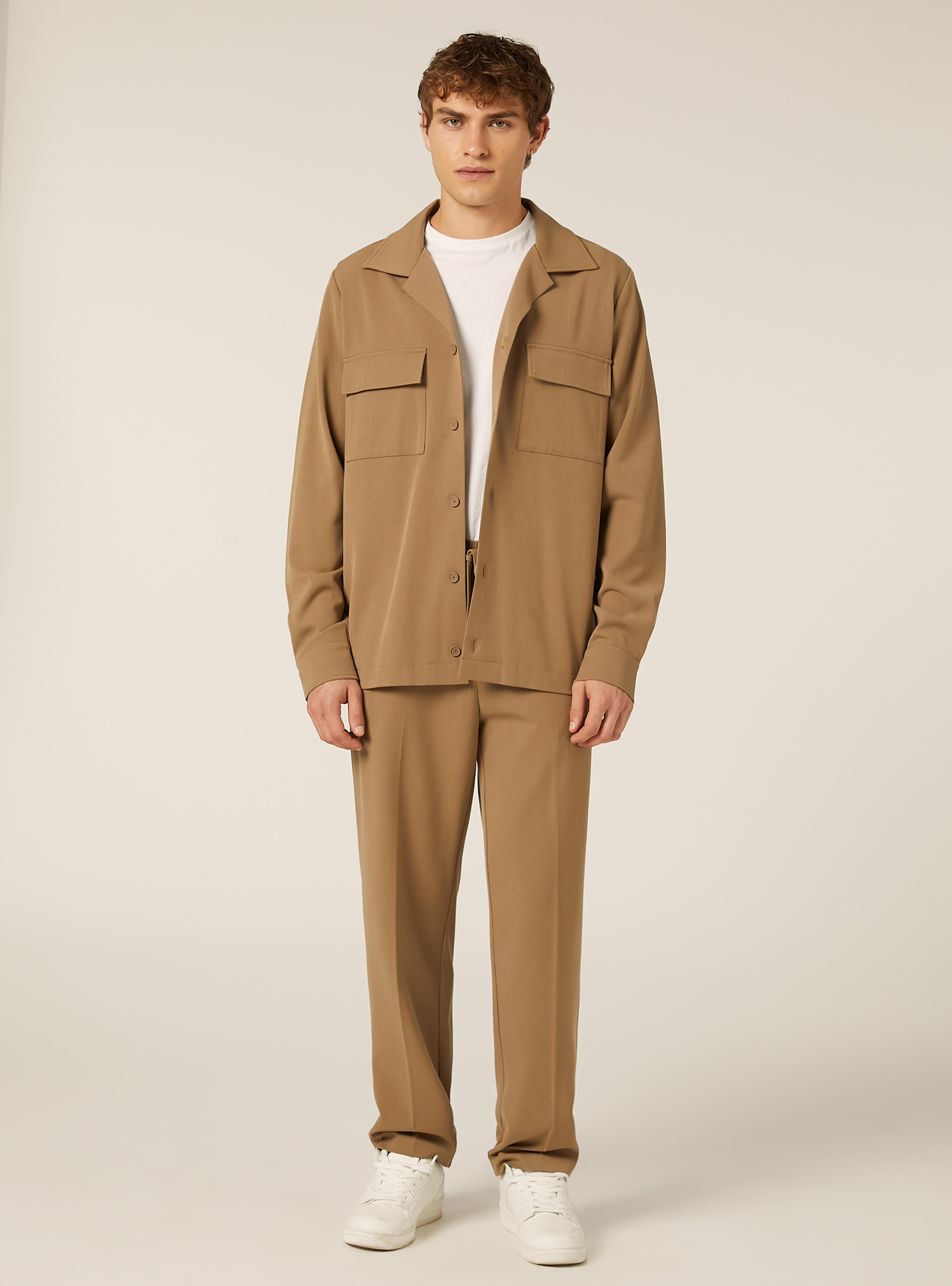 Pantalon jogger en twill, TB1 TOBACCO DARK