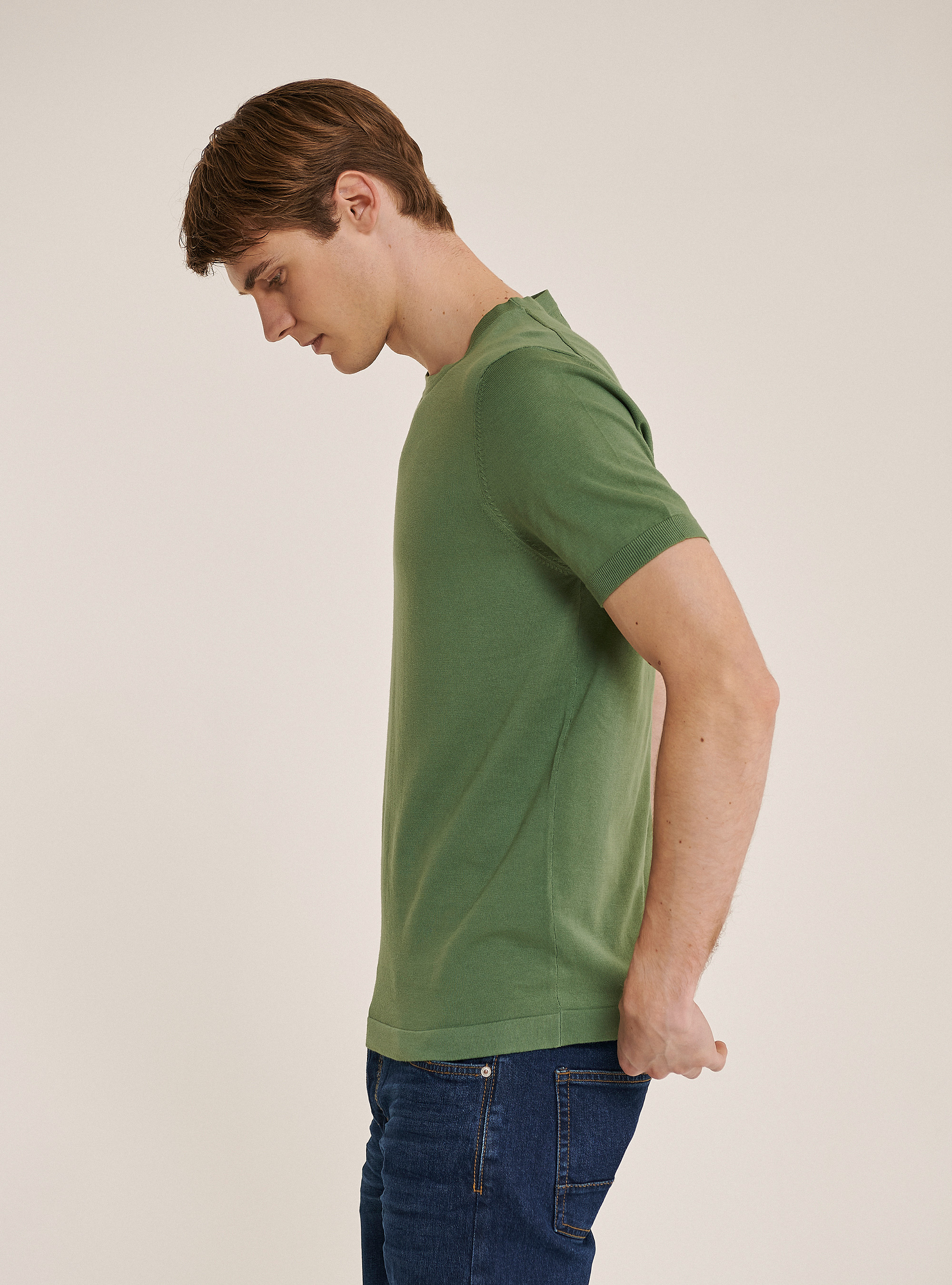 Short-sleeved cotton pullover, C6597 KAKY