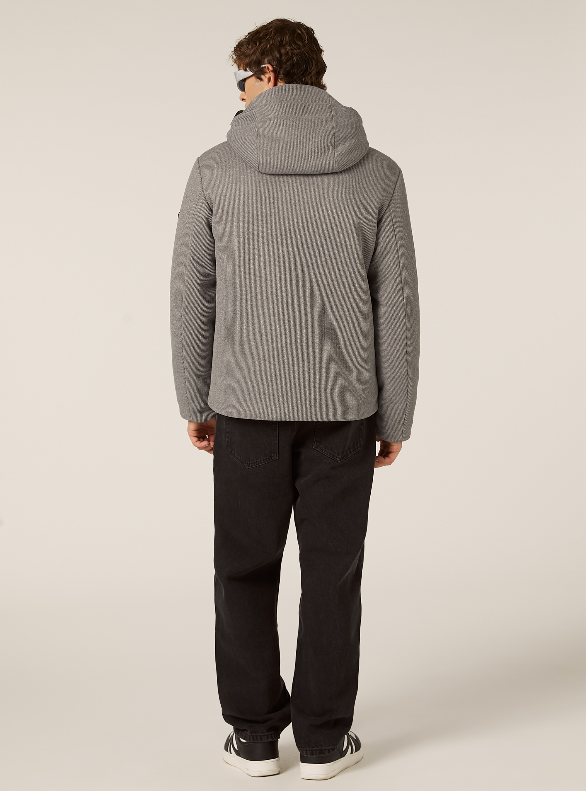 Giubbino imbottito con cappuccio costa inglese, MGY2 GREY MEL MEDIUM