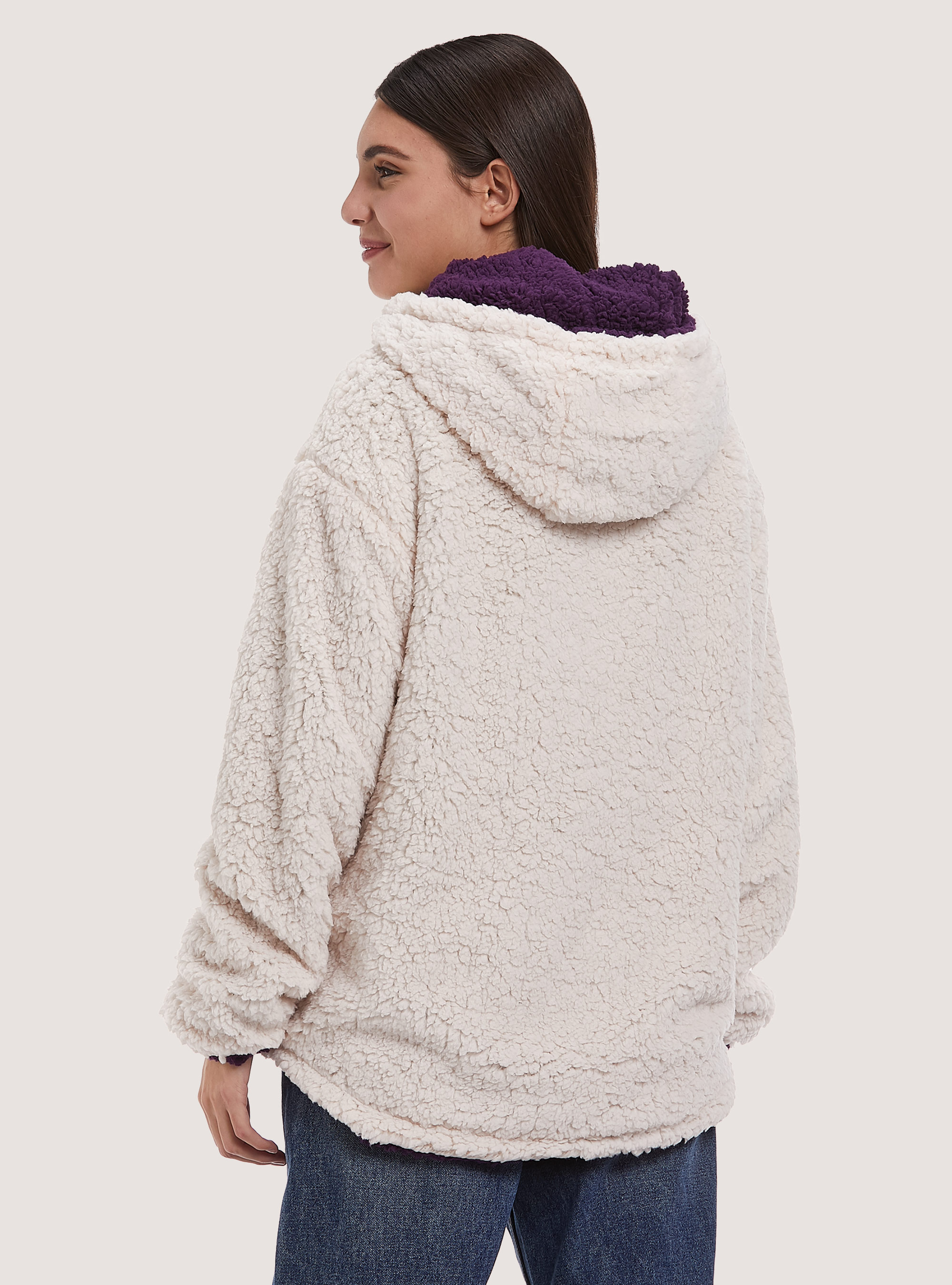 Giubbotto bomber in teddy, WH1 OFF WHITE