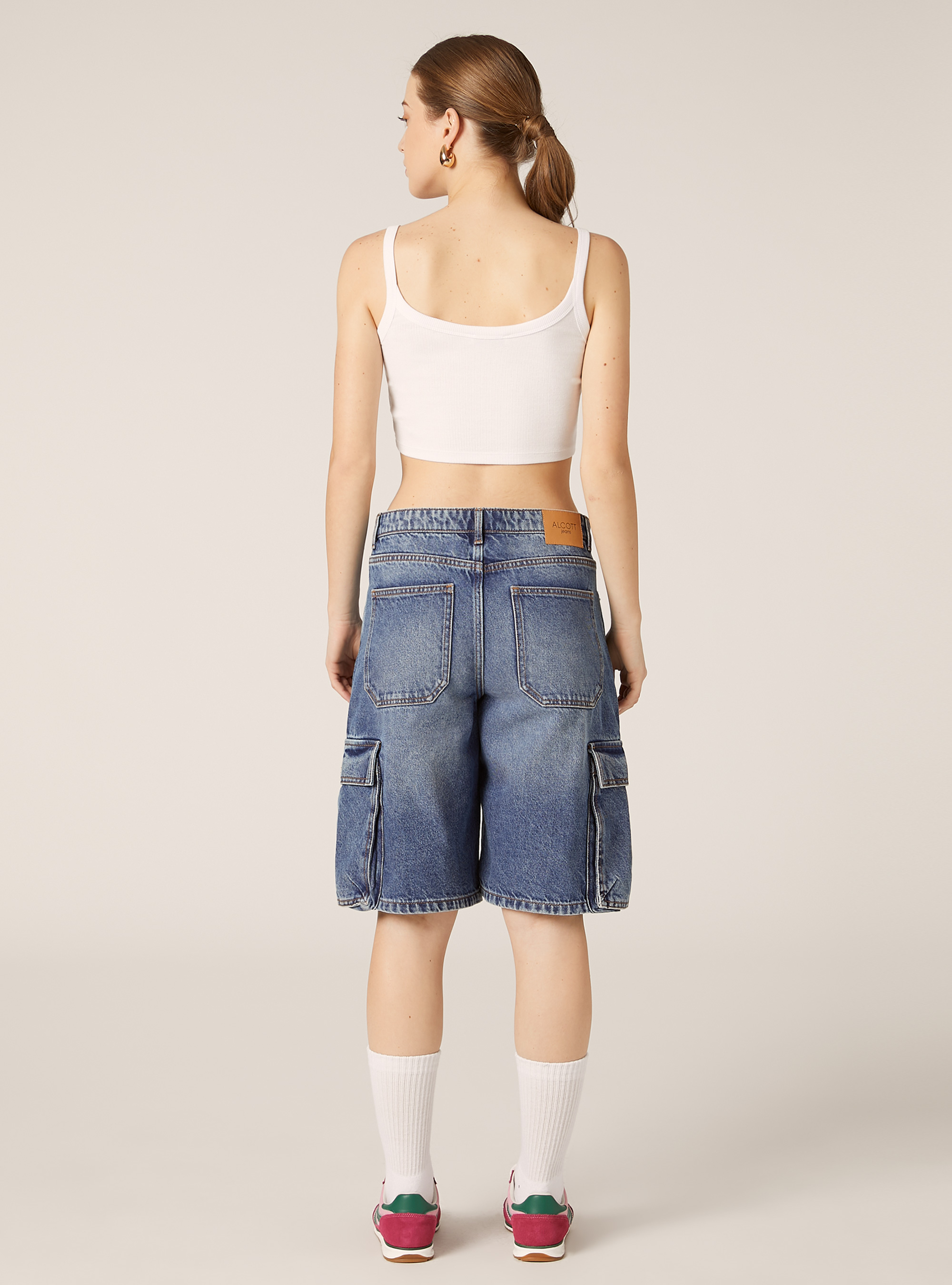 [CODEGRAPHY]★25SS★8-Length Bermuda Cargo Denim Shorts Shorts Jeans Cargo Grey
