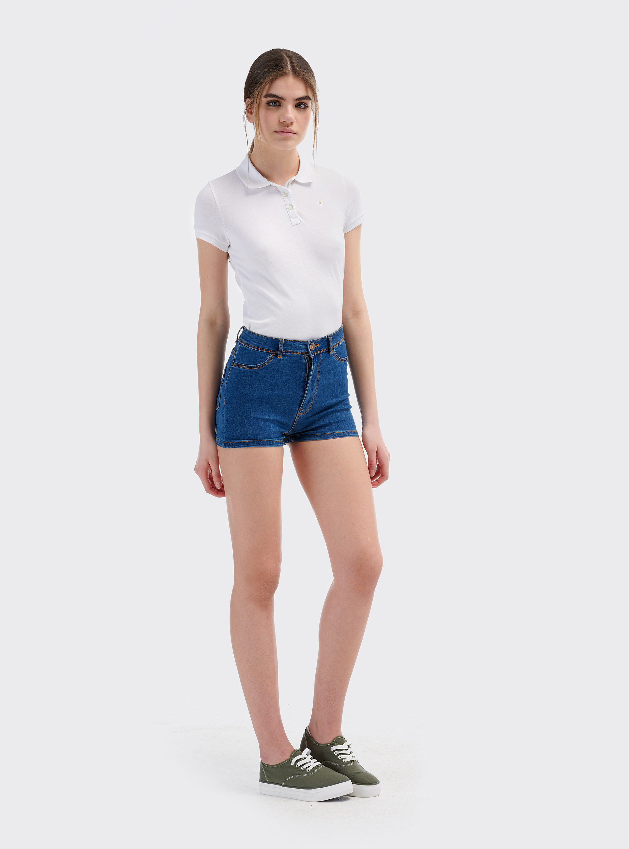 Shorts in denim super stretch fit, AZZURRO
