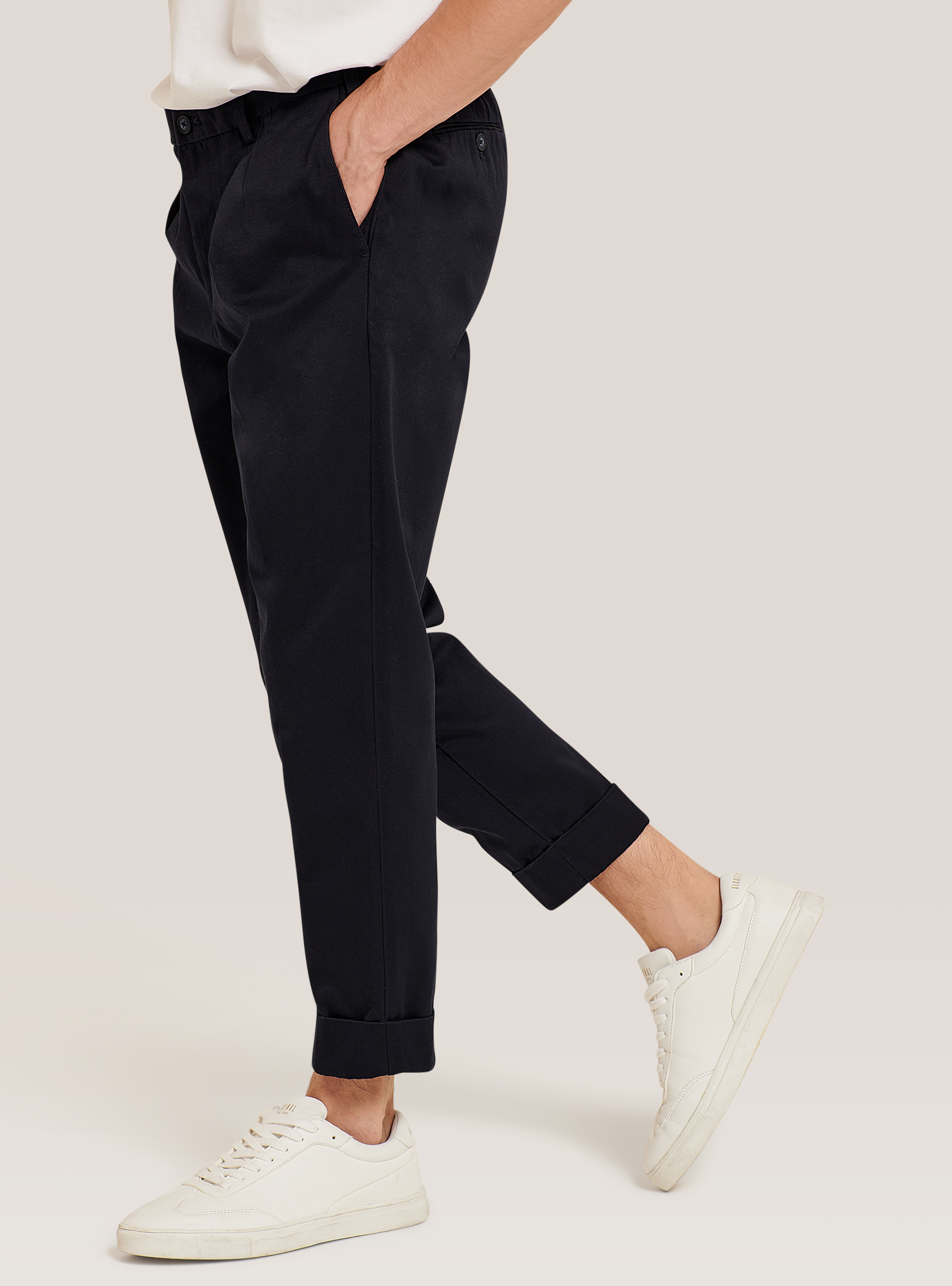 Pantalon en sergé avec pinces, C2282 NAVY