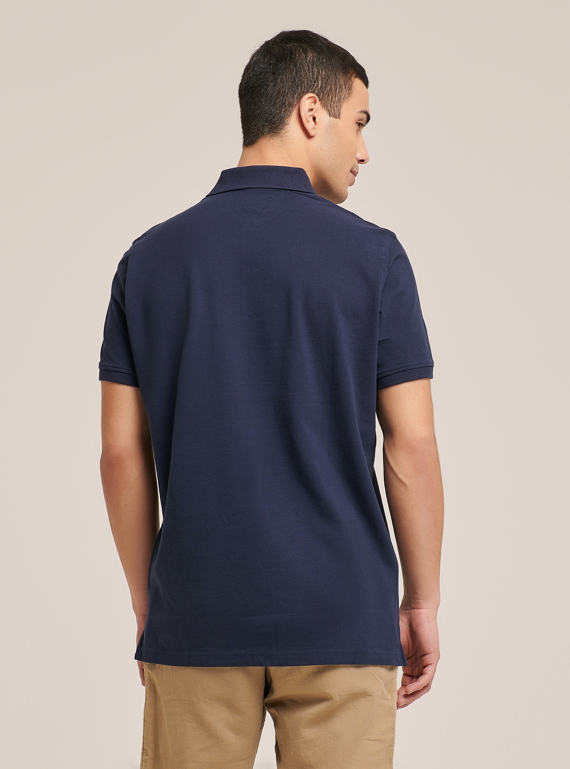 Polo basique en coton, C218 BLUE NAVY