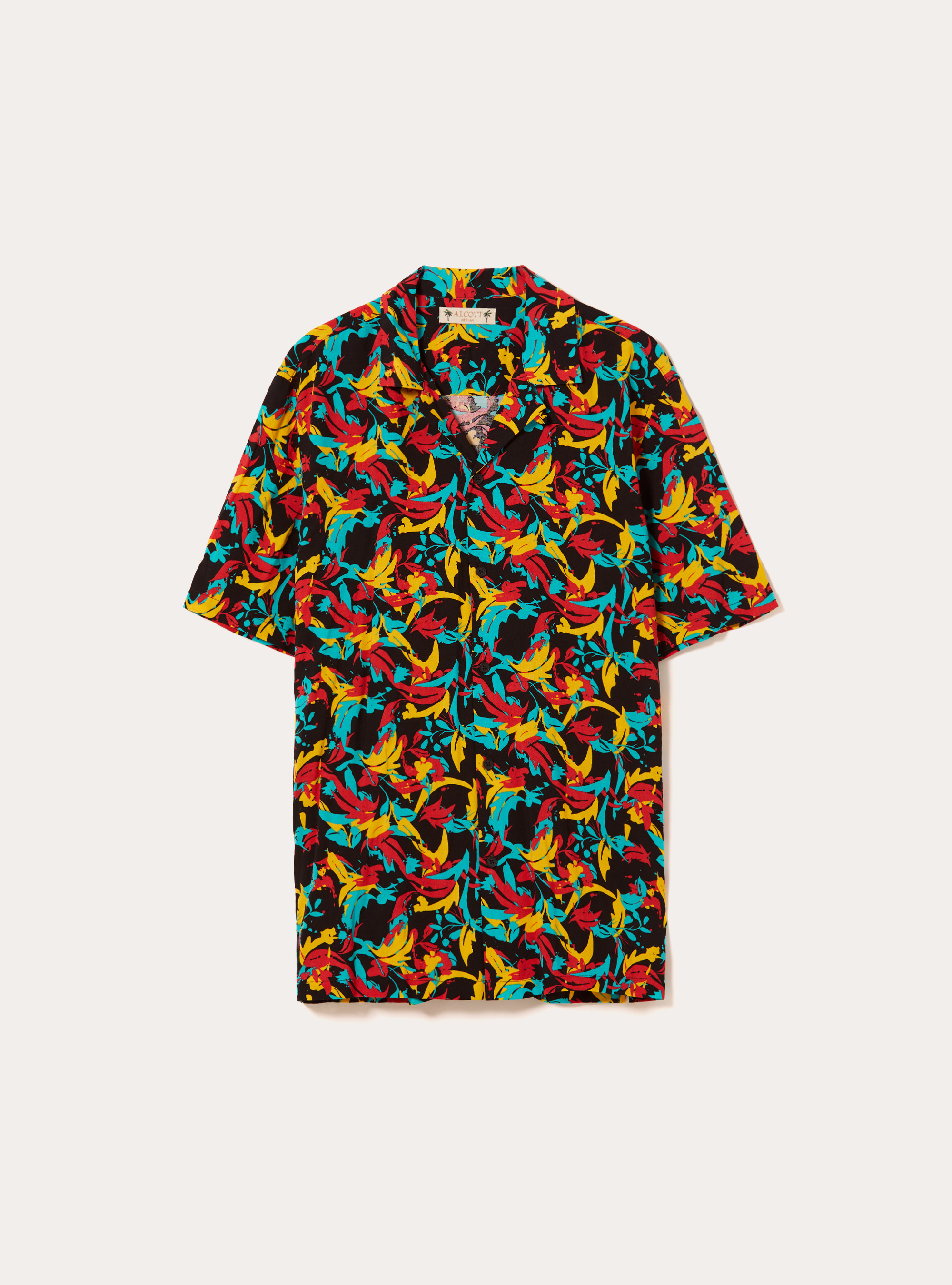 Camicia disegno fondo nero, BLACK