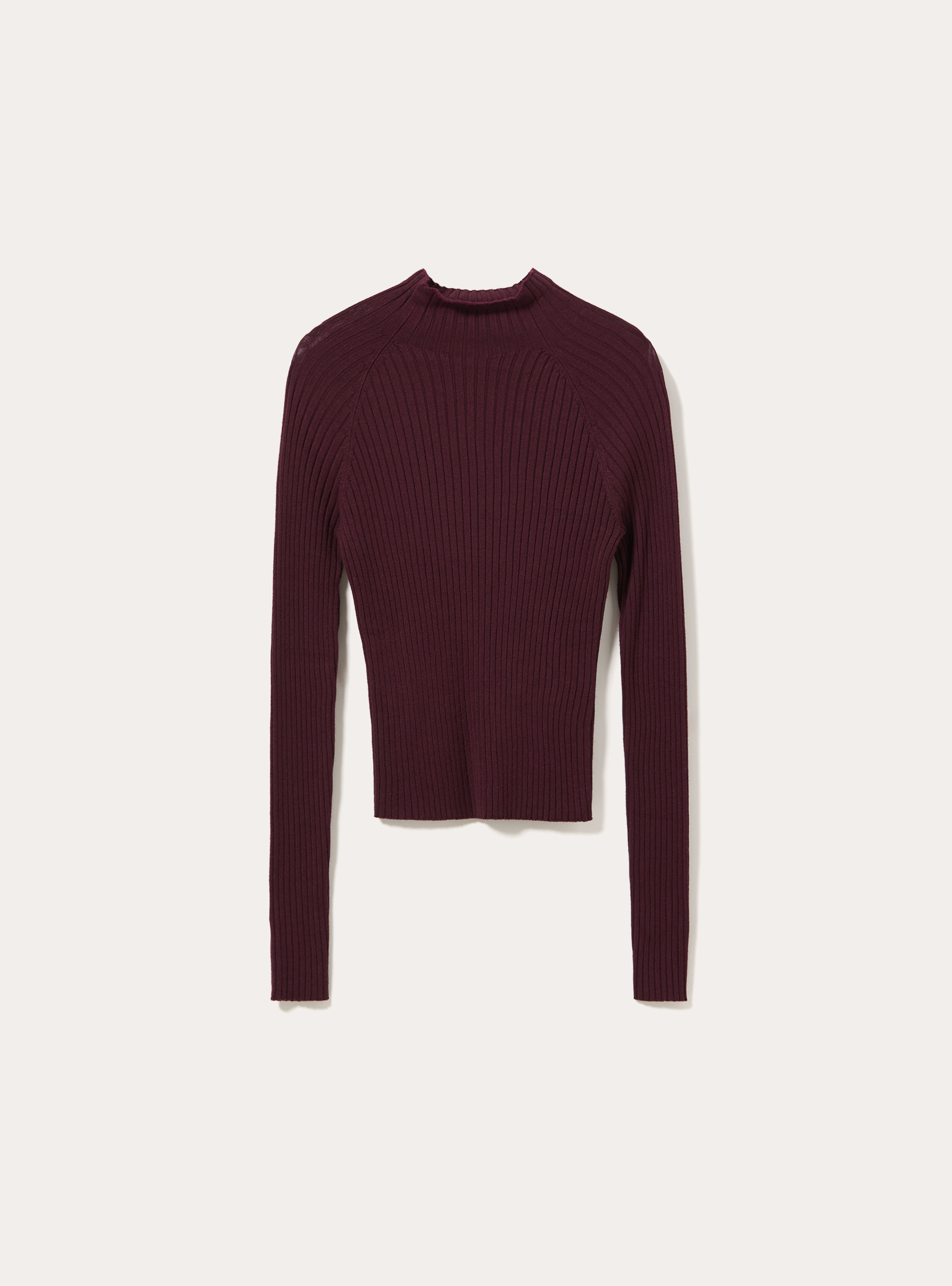 Ribbed mock neck jumper with raglan sleeves, BO1 BORDEAUX DARK