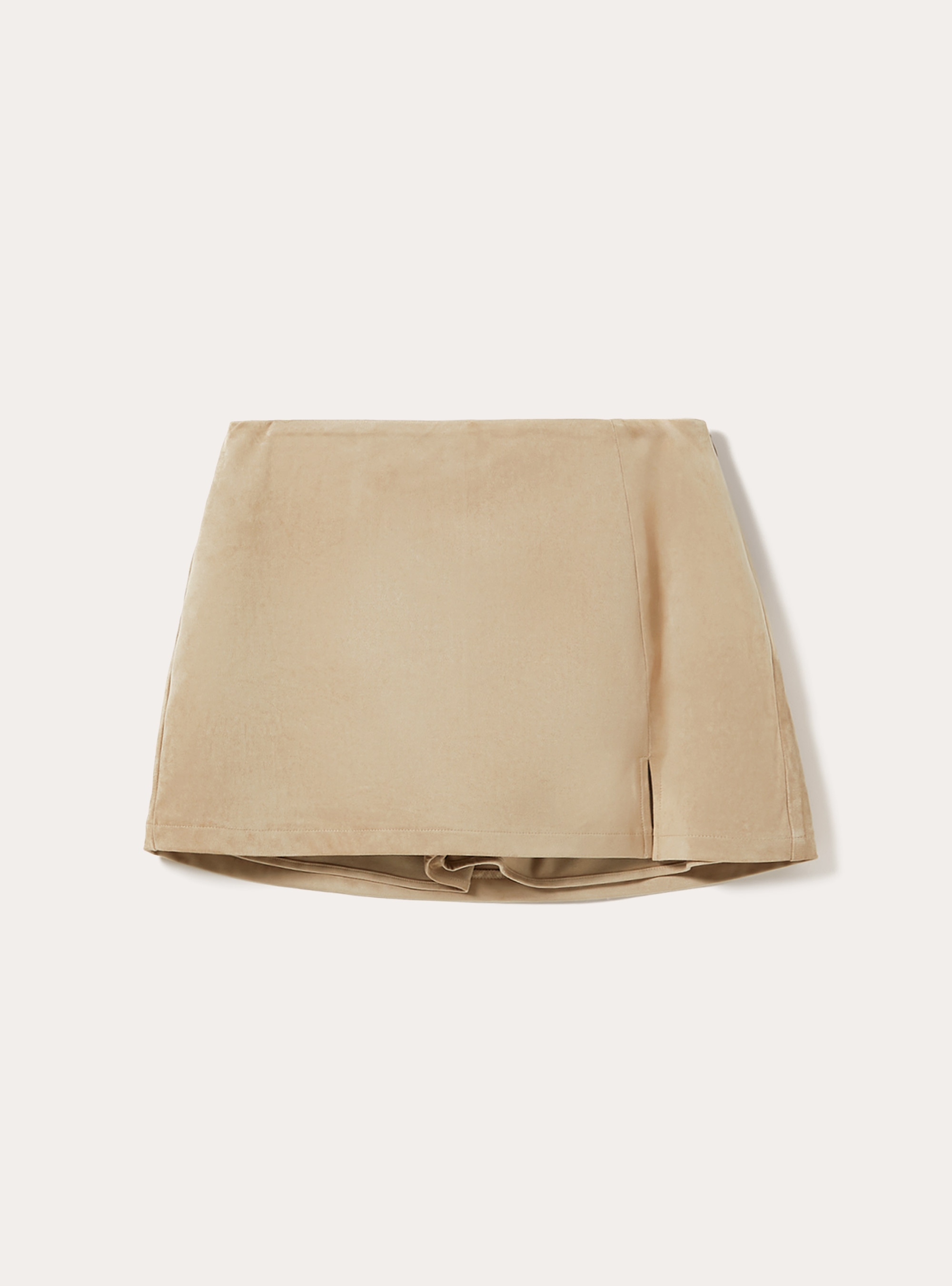 Mini suede-effect skort, BG2 BEIGE MEDIUM
