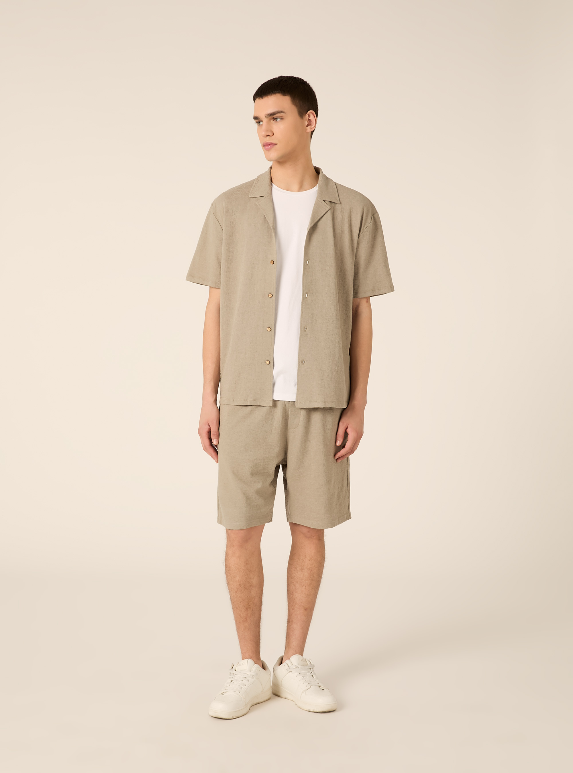 Camicia bowling in jersey texture regular fit, KY3 KAKY LIGHT