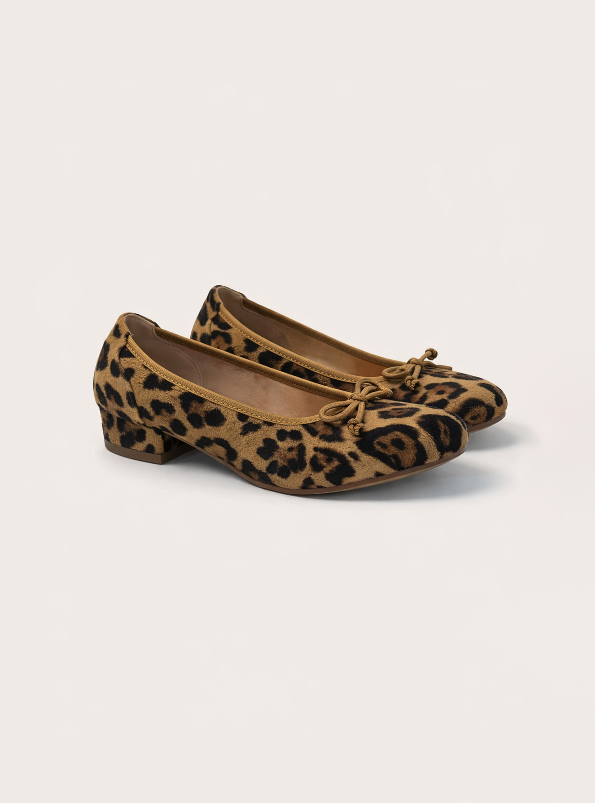 Ballerina flats with a bow, ANIMALIER BROWN