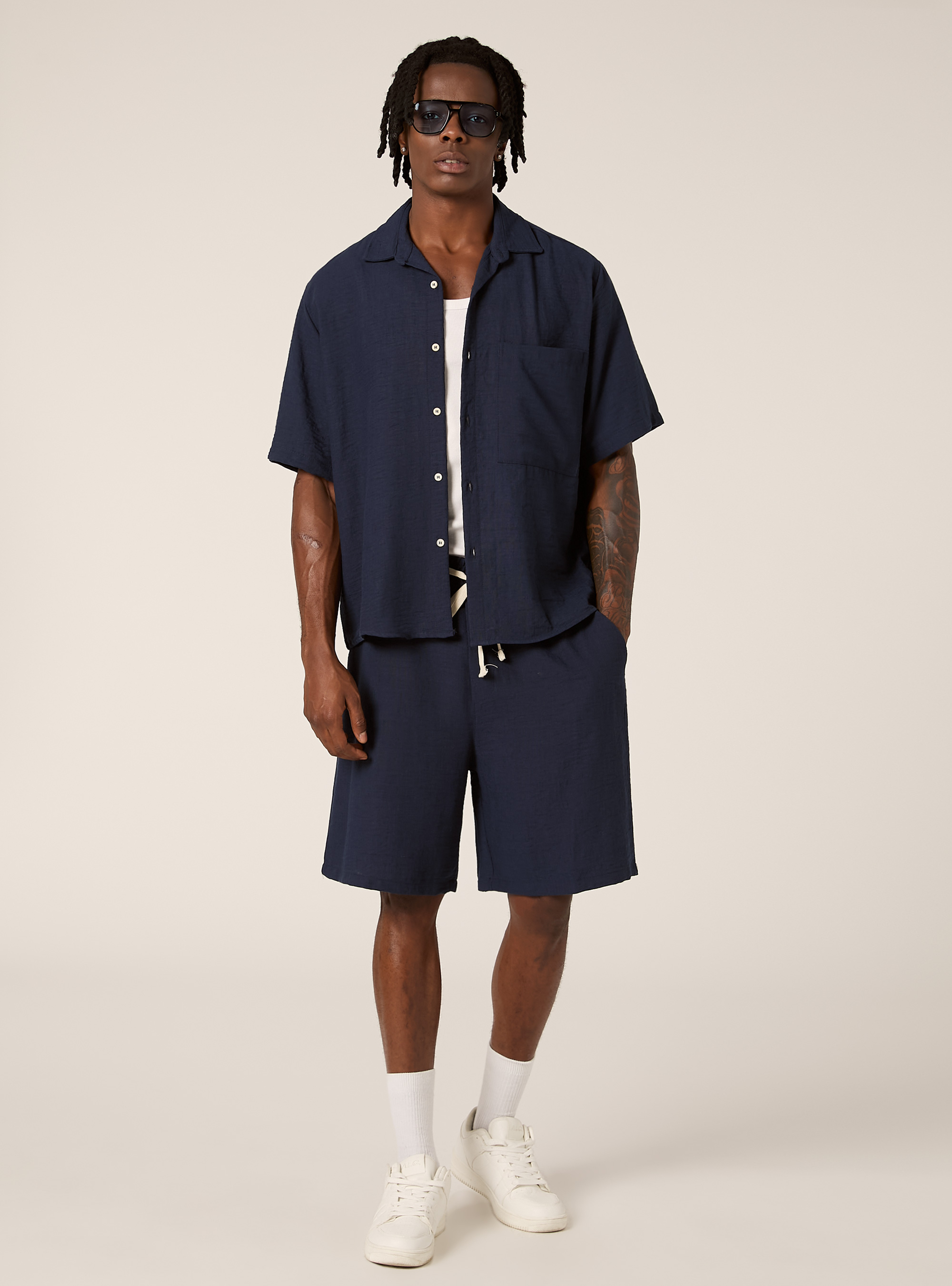 Short-sleeved shirt with breast pocket, BL2 BLUE MEDIUM