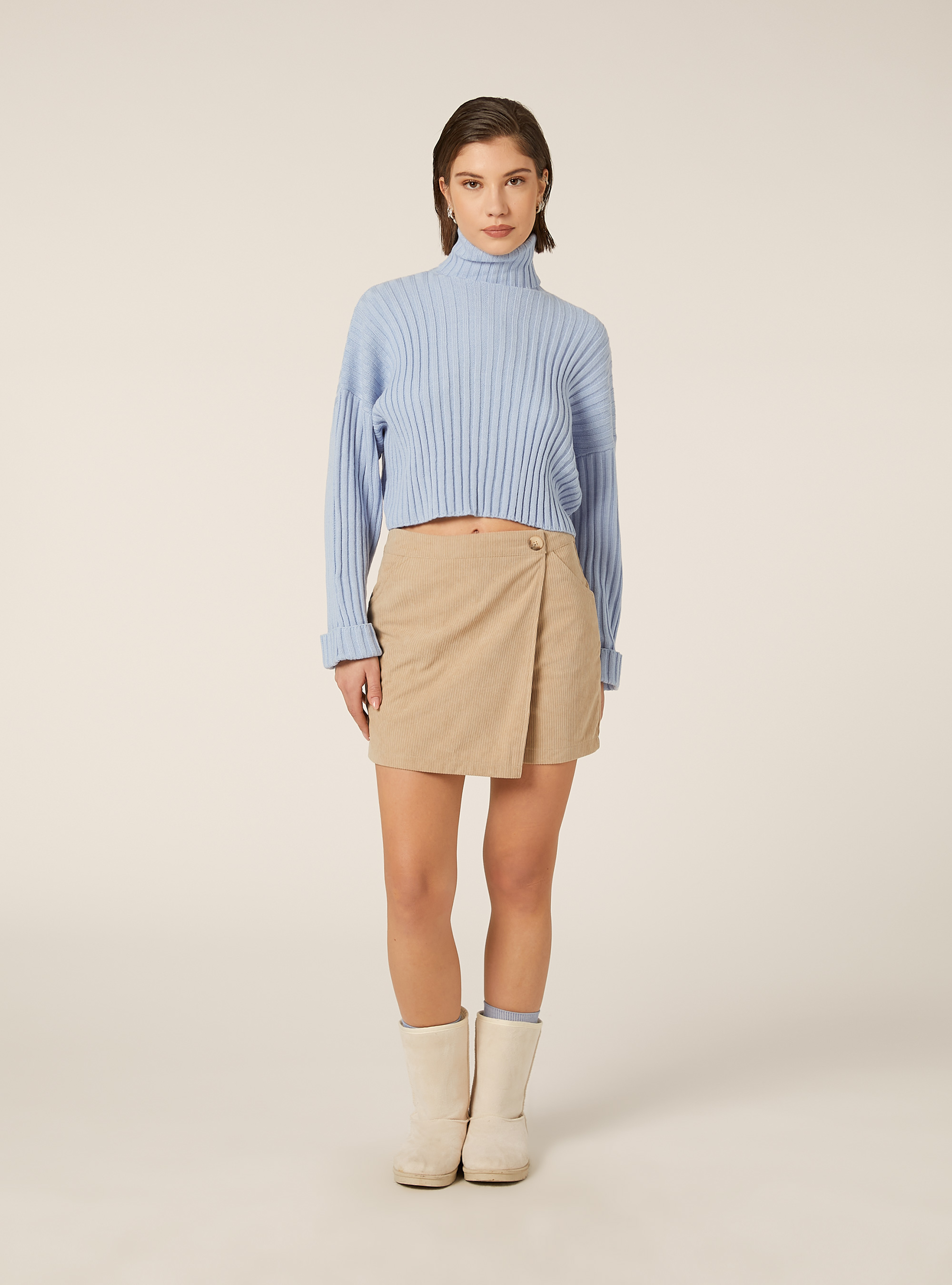 Cropped high-neck pullover, MAZ2 AZURE MEL MEDIUM