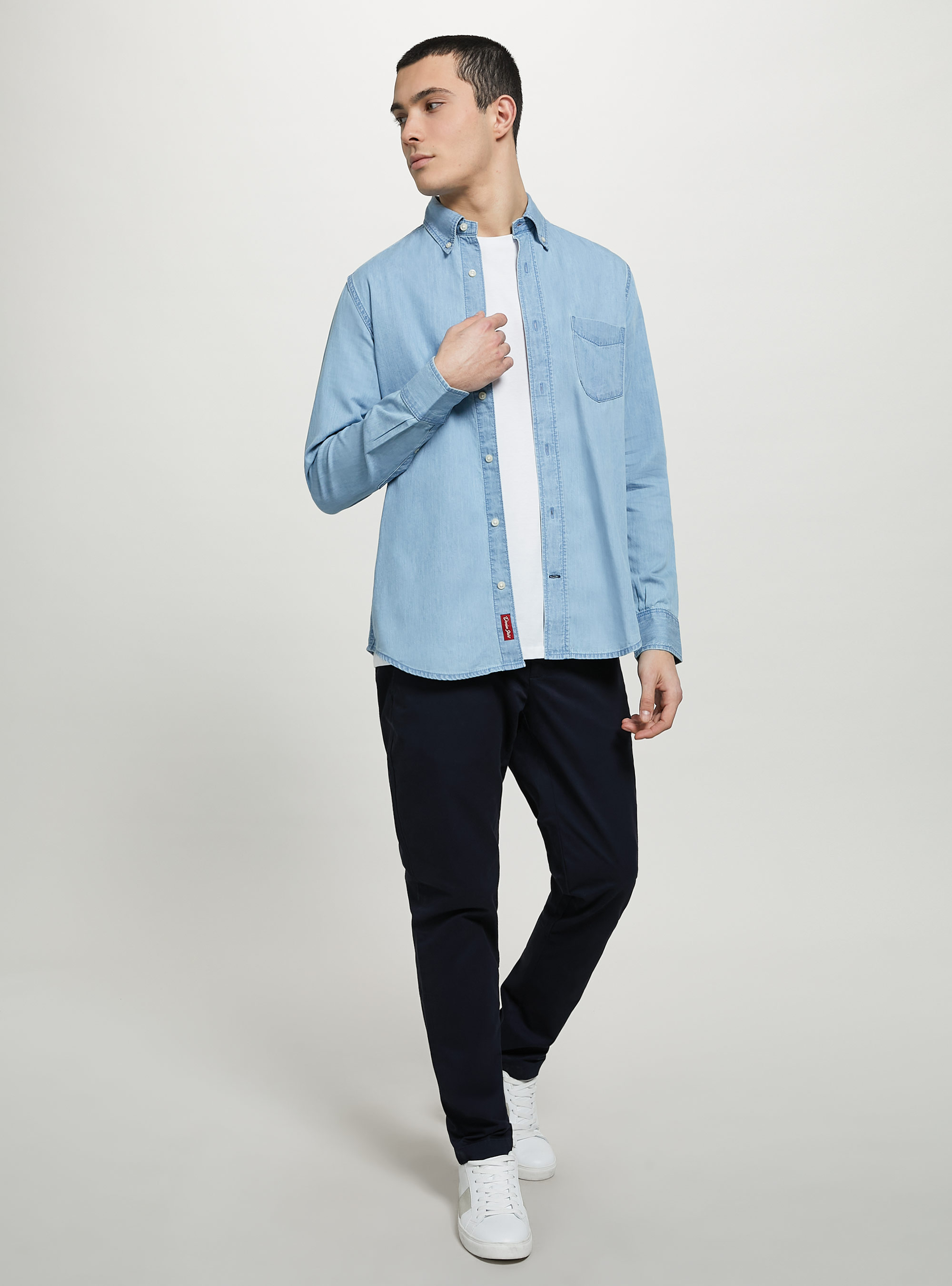 Camicia in denim, D006 AZURE