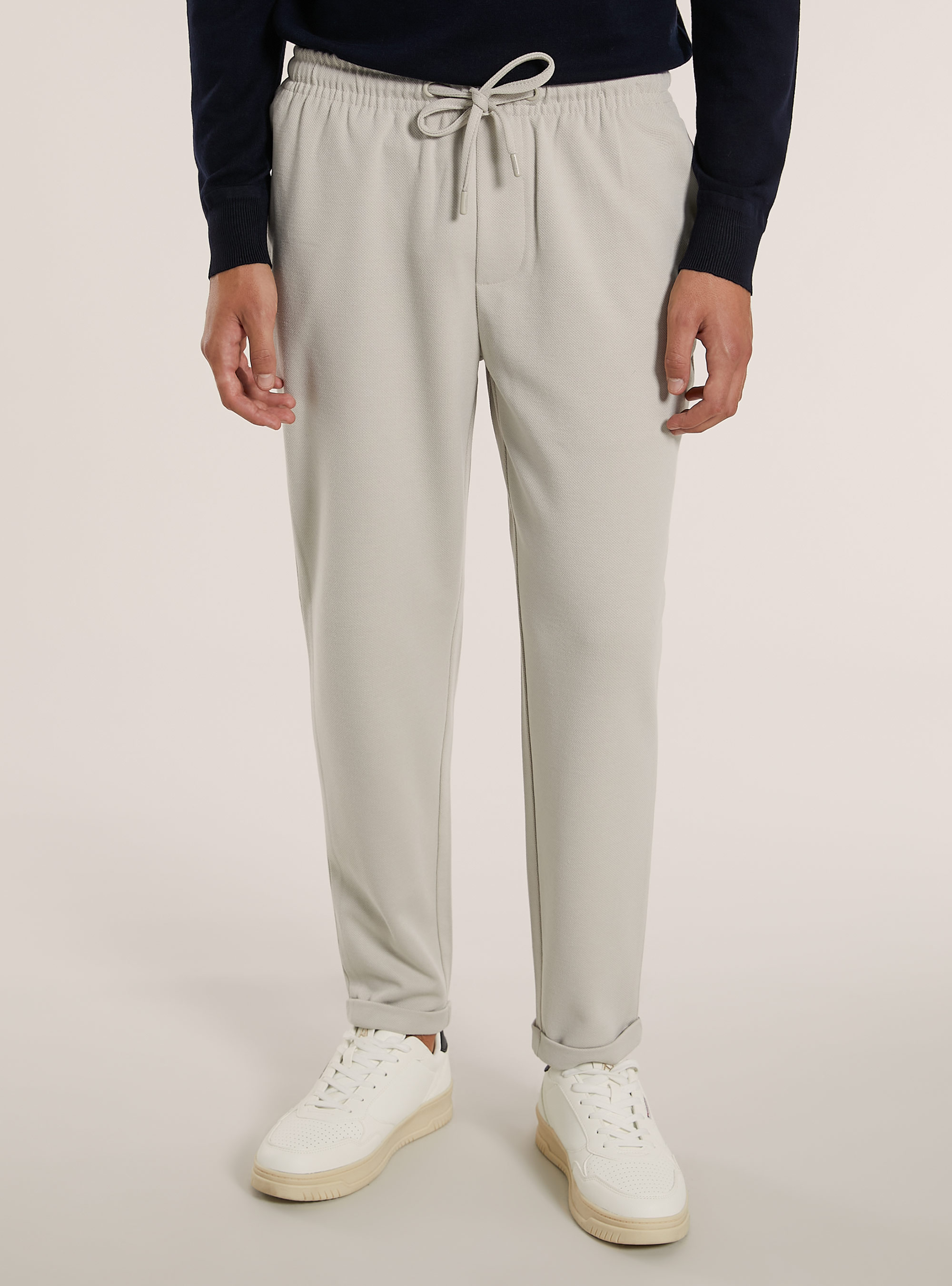 Trousers with honeycomb texture, BG2 BEIGE MEDIUM