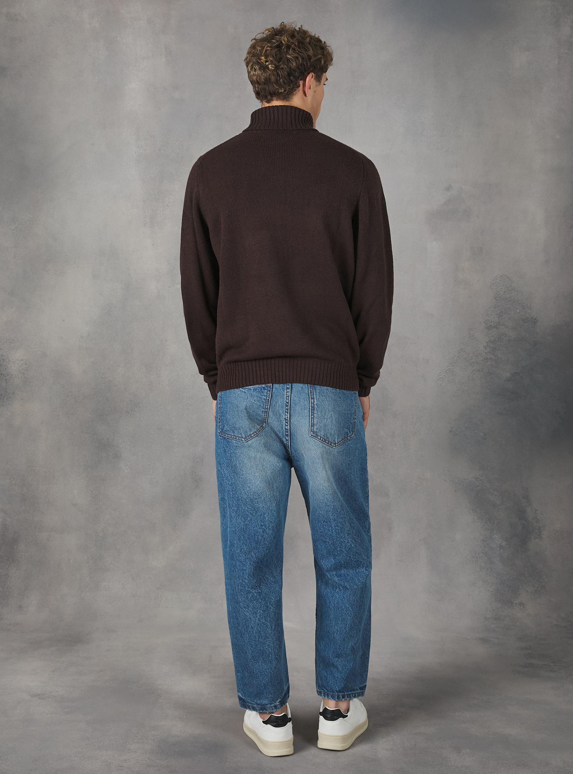 Pullover a collo alto cachemire touch, BR2 BROWN MEDIUM