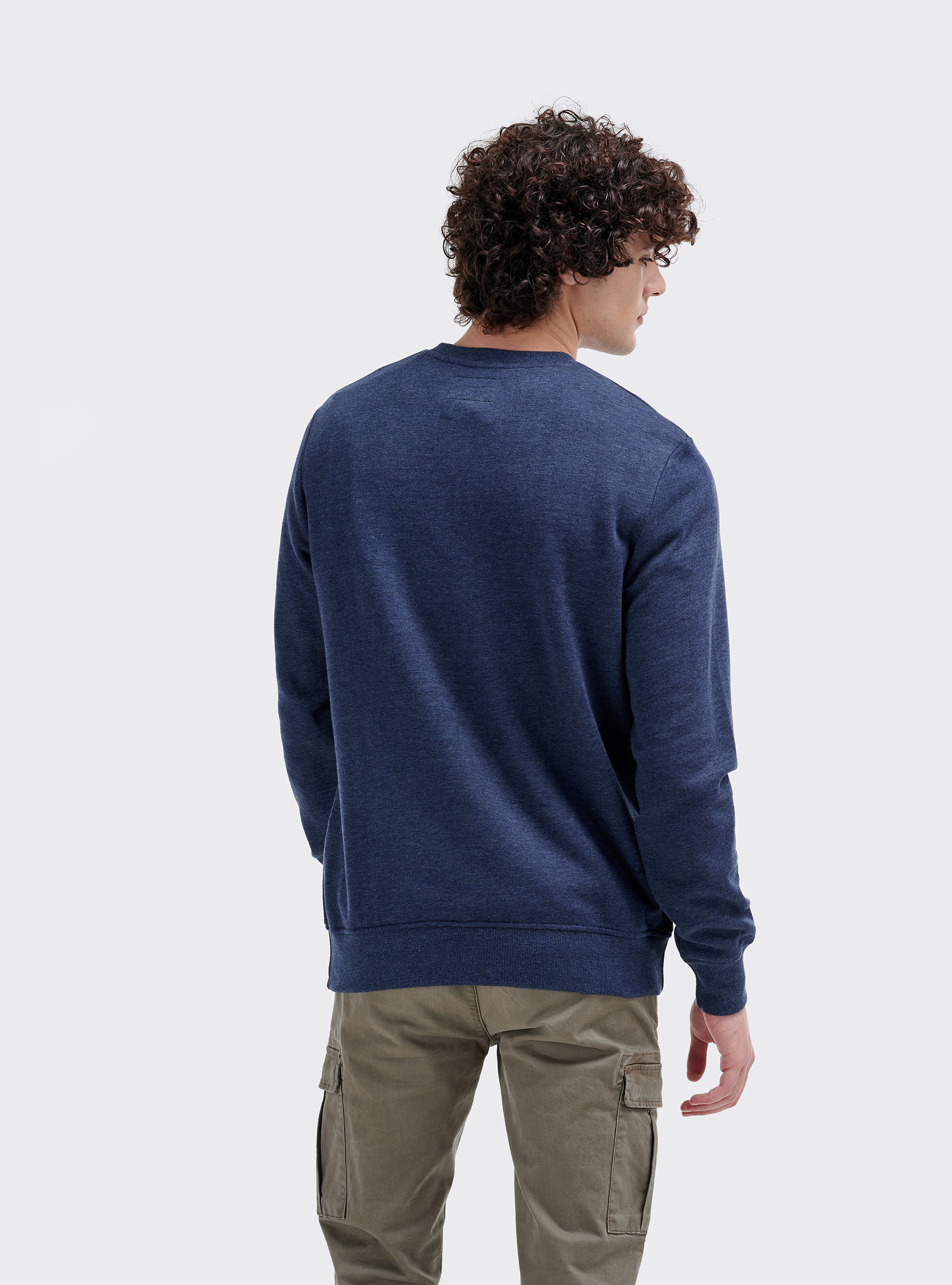 Sweat-shirt à col rond avec impression college, C222 BLUE