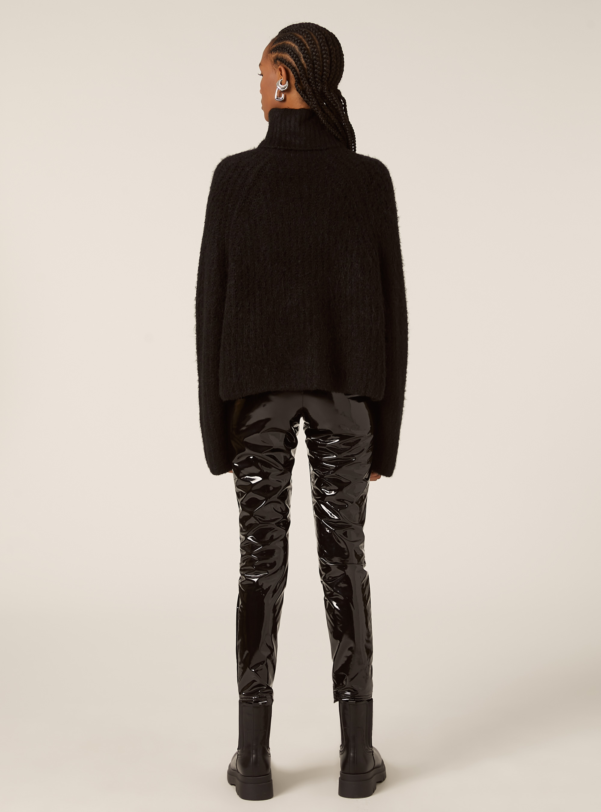 Jersey de cuello alto con canalé inglés, BK1 BLACK