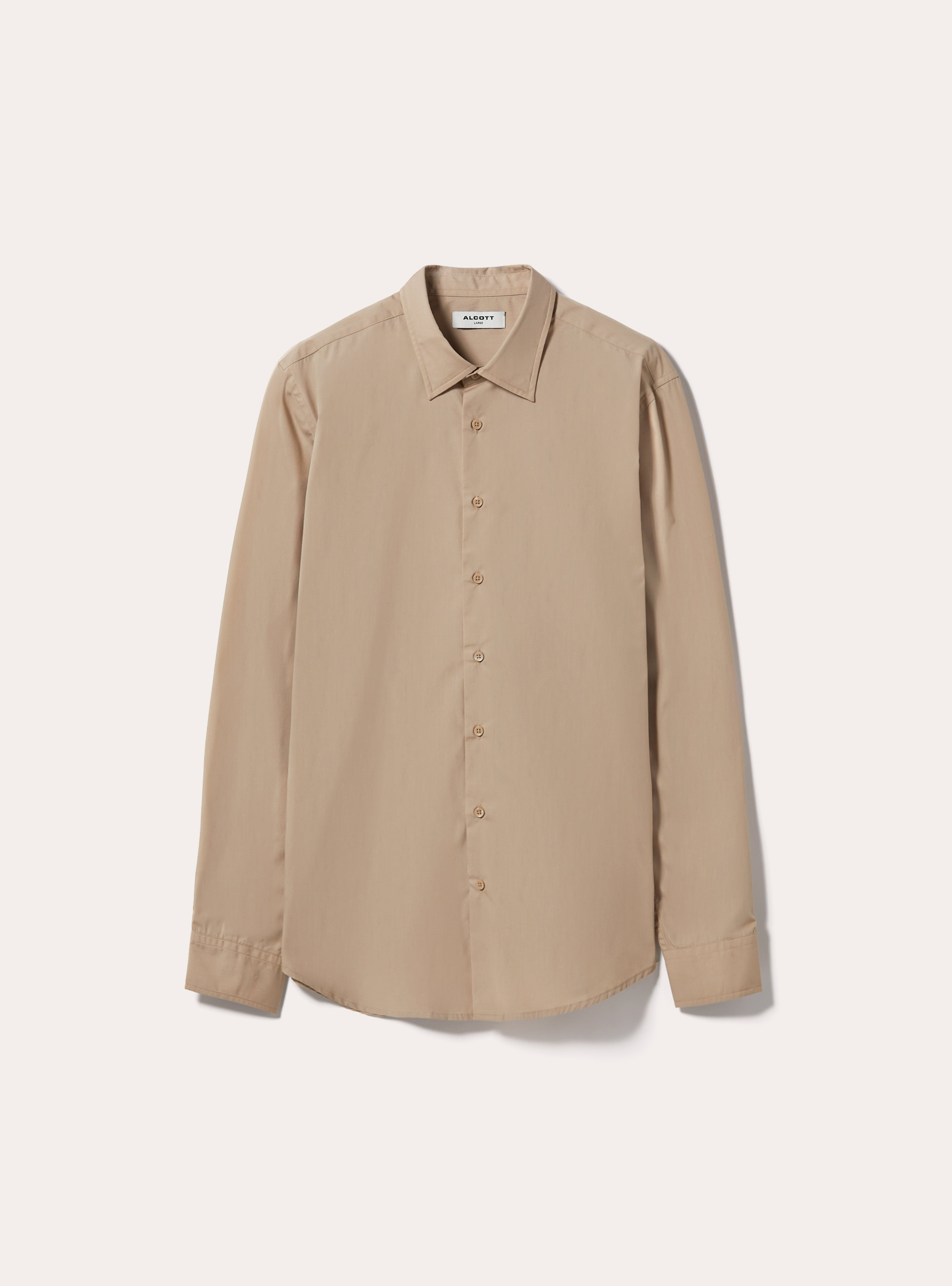 Plain-coloured long-sleeved shirt, BG2 BEIGE MEDIUM