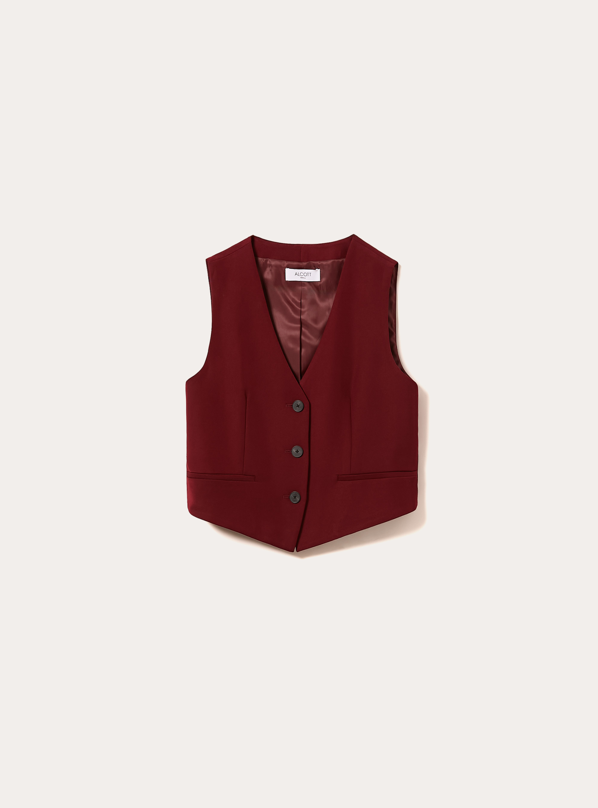 Einfarbige taillierte Weste, BO1 BORDEAUX DARK