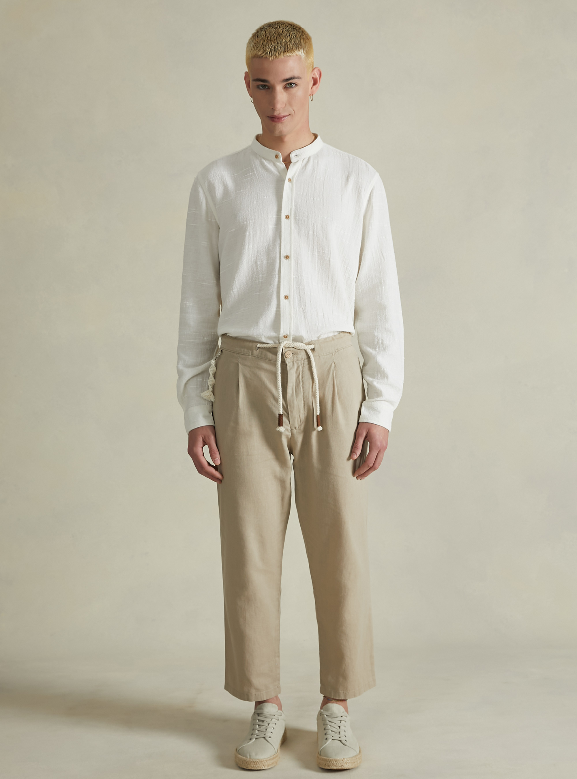 Linen blend jogger trousers, BG3 BEIGE LIGHT