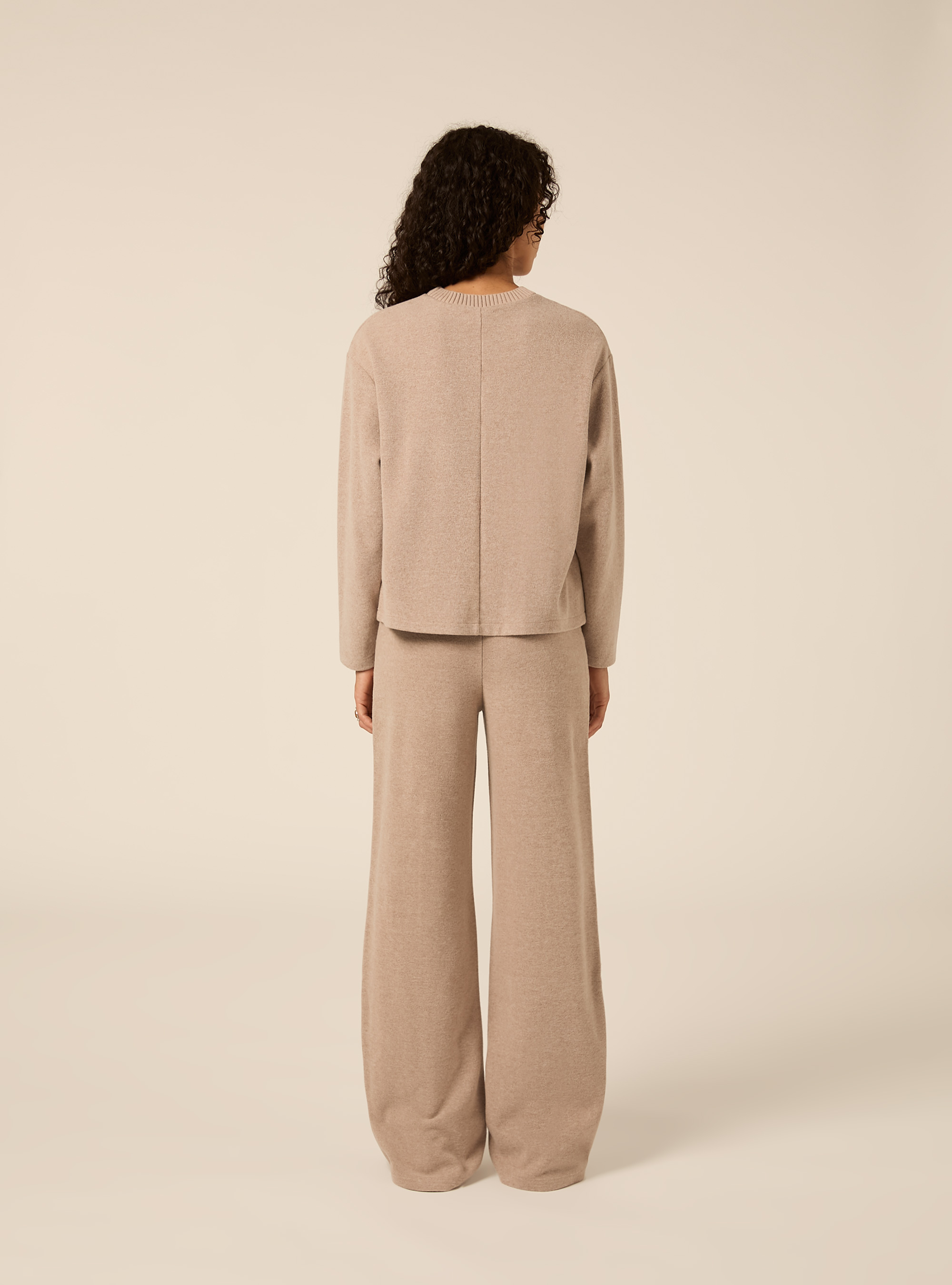 Pantaloni in maglia con nervatura, MBG2 BEIGE MEL MED