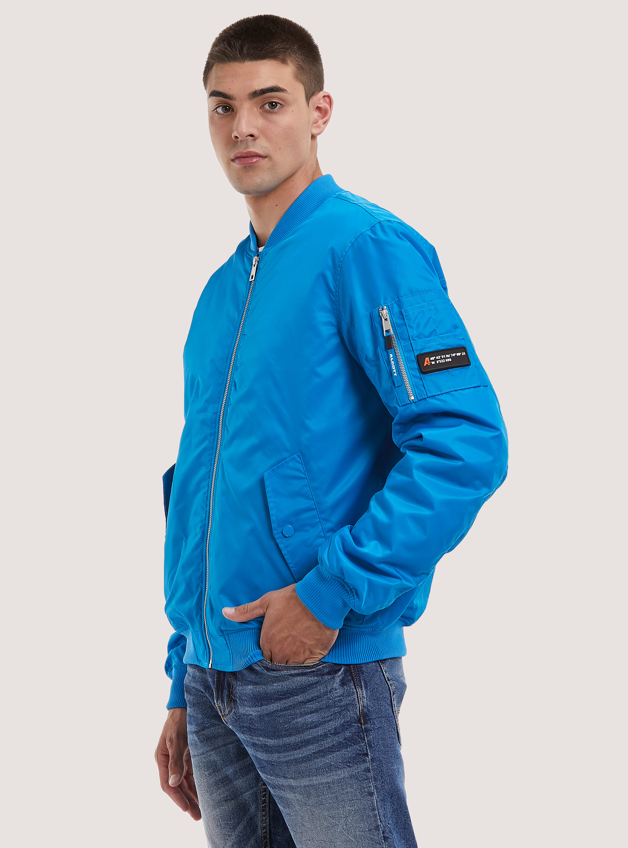 Padded bomber jacket, AZ3 AZURRE LIGHT
